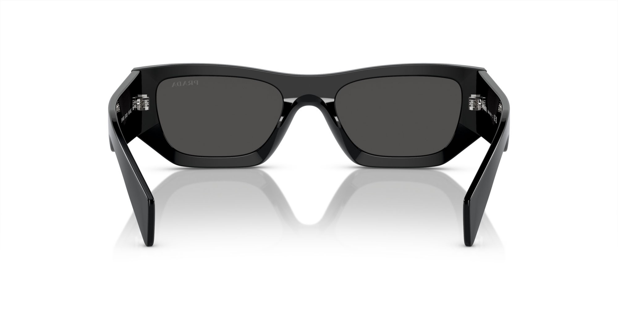Sunglasses Prada PR A01S (16K08Z) color nero shape square lenses grigio scuro