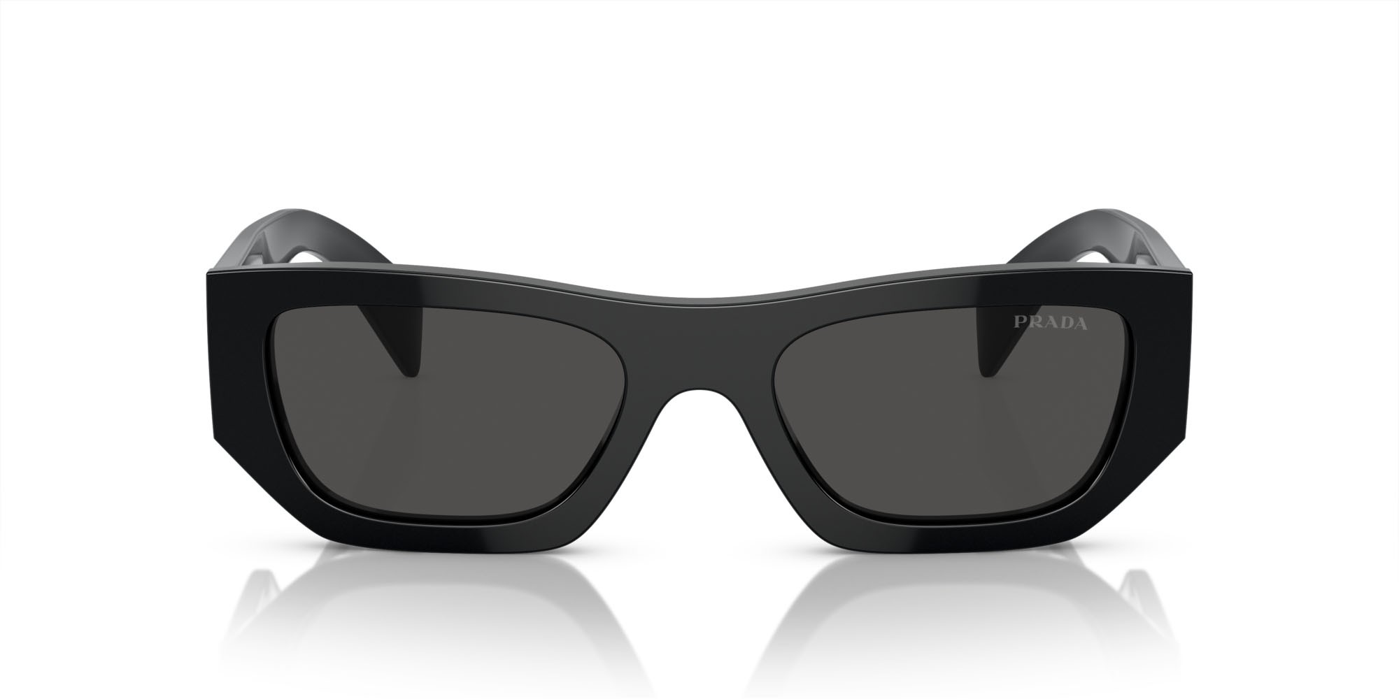 Sunglasses Prada PR A01S (16K08Z) color nero shape square lenses grigio scuro