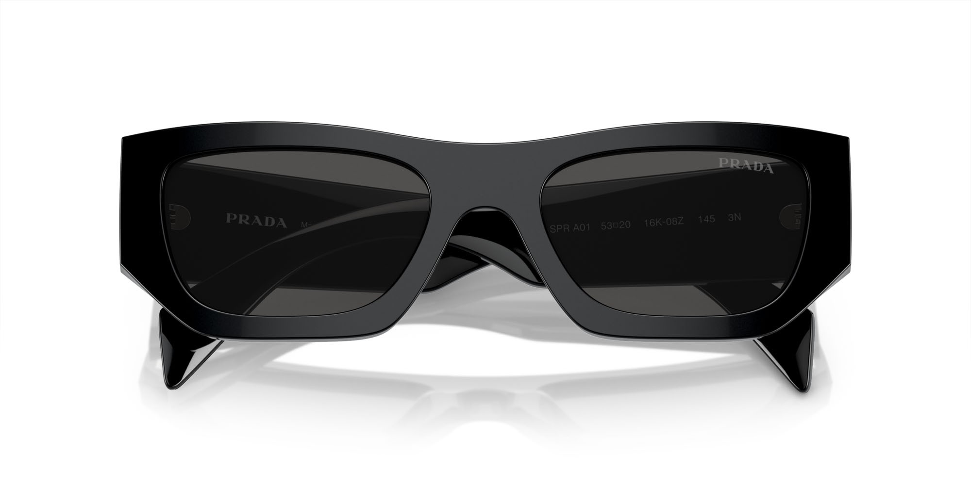 Sunglasses Prada PR A01S (16K08Z) color nero shape square lenses grigio scuro