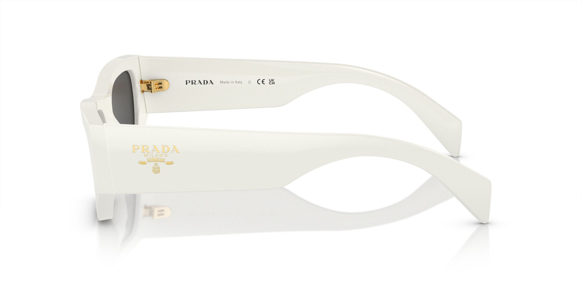 Sunglasses Prada PR A01S (17K08Z) color bianco shape square lenses grigio scuro
