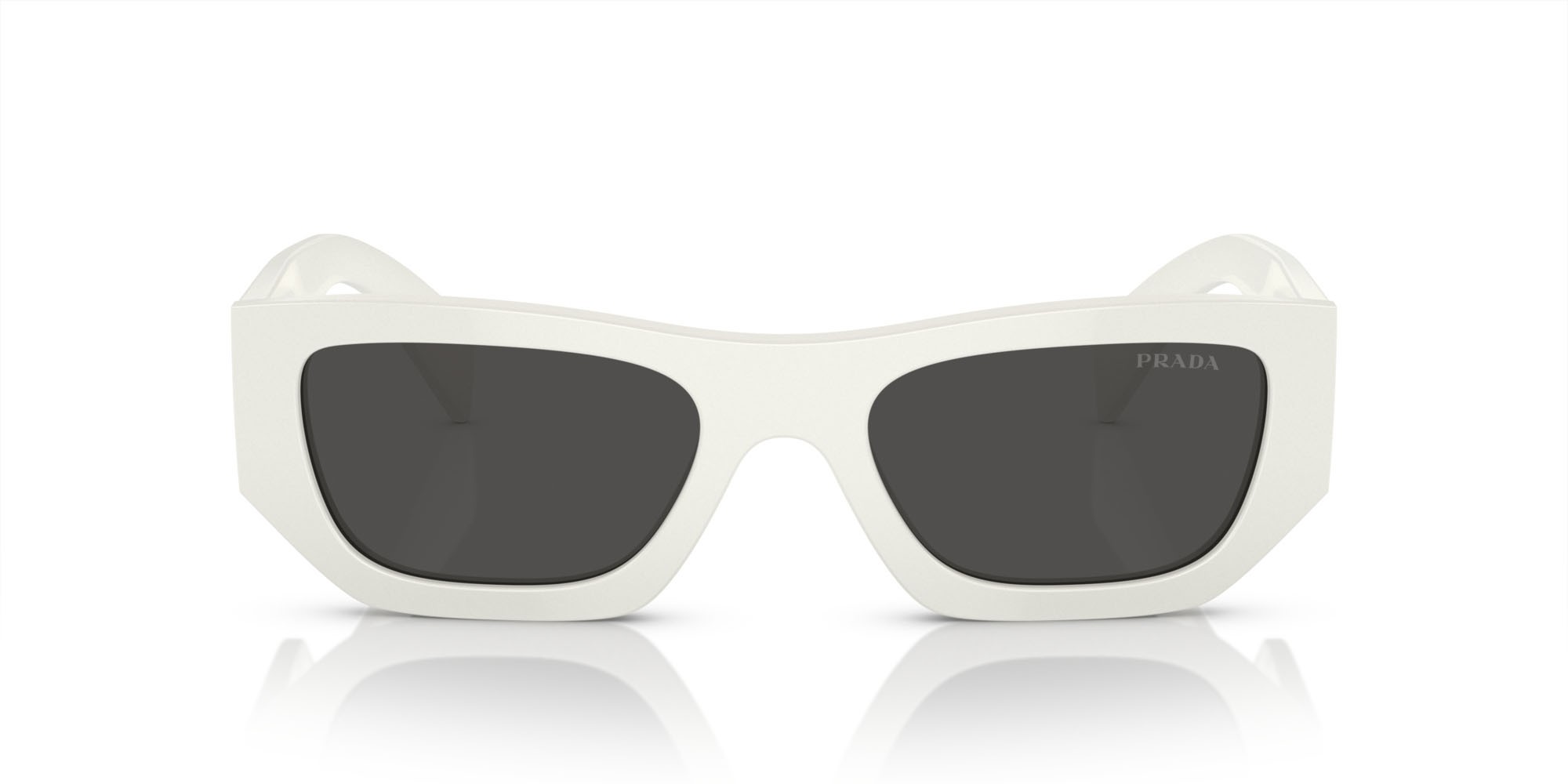 Sunglasses Prada PR A01S (17K08Z) color bianco shape square lenses grigio scuro