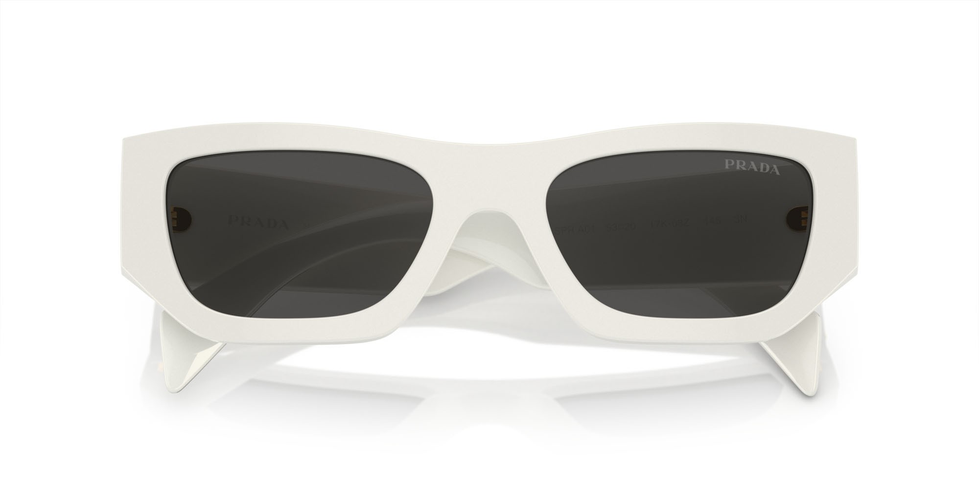 Sunglasses Prada PR A01S (17K08Z) color bianco shape square lenses grigio scuro