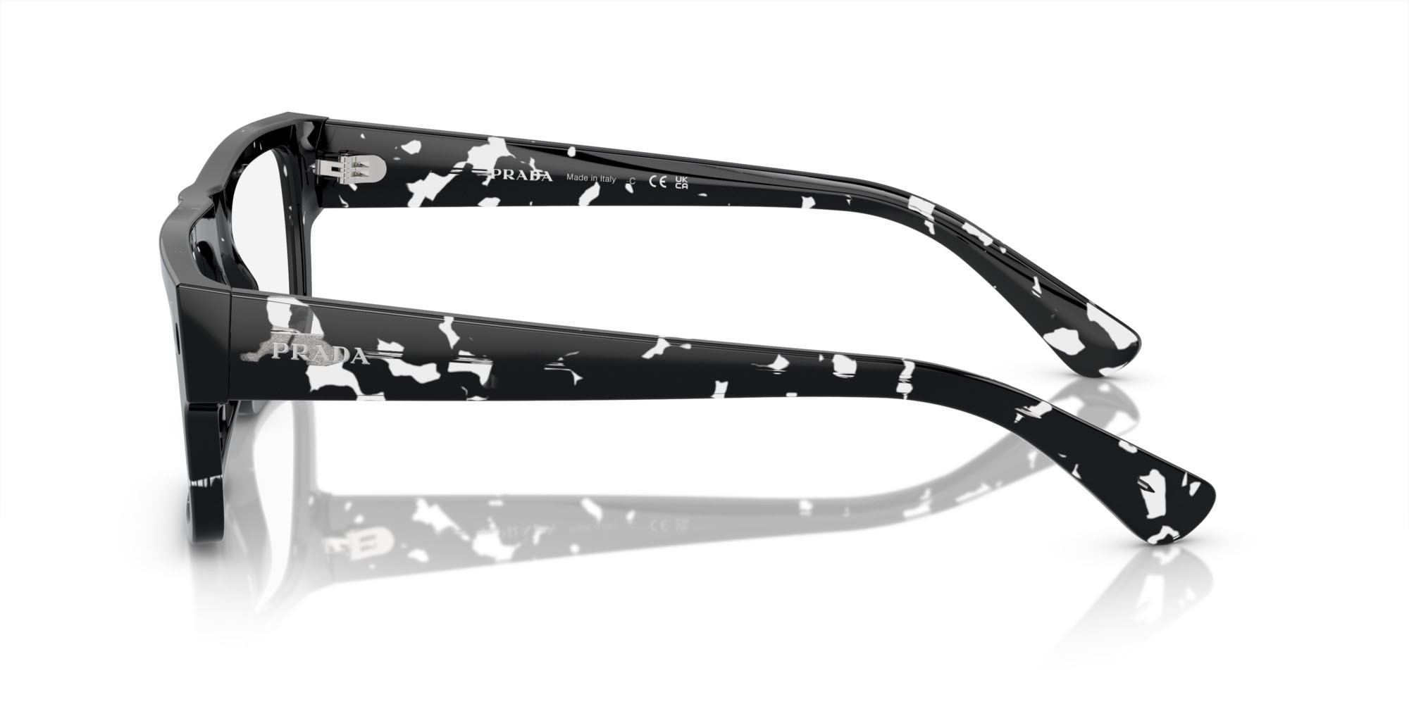 Brillen Prada PR A01V (15O1O1) farbe nero trasparente havana form rechteckig gläser lente demo