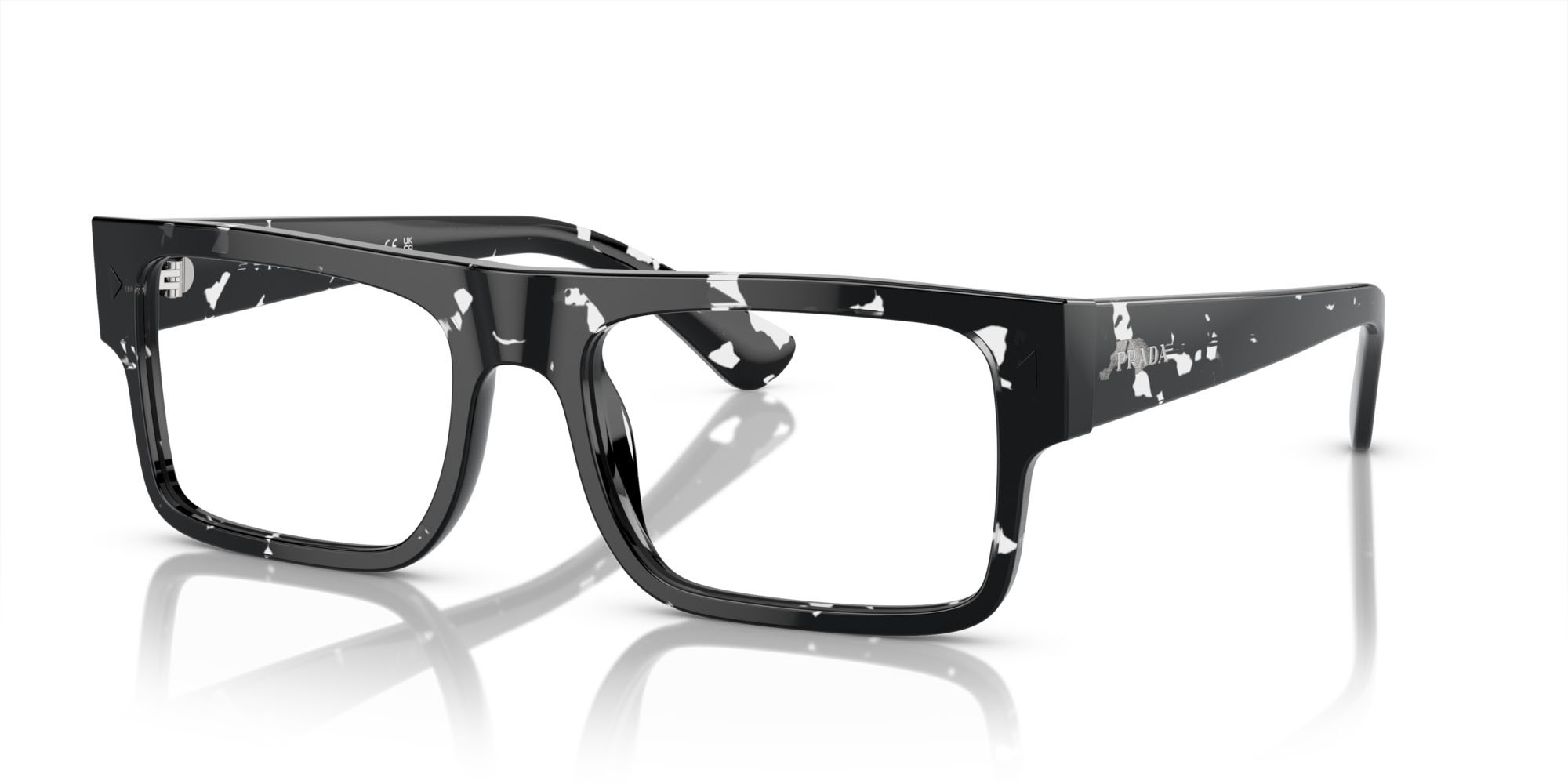 Brillen Prada PR A01V (15O1O1) farbe nero trasparente havana form rechteckig gläser lente demo