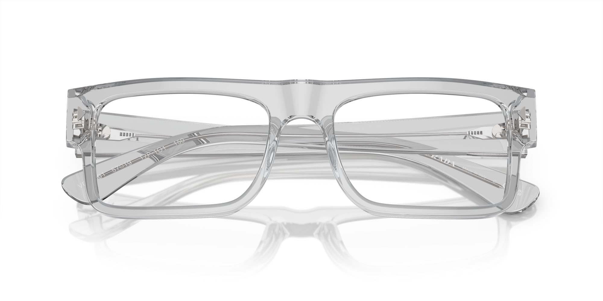 Brillen Prada PR A01V (17P1O1) farbe grigio trasparente form rechteckig gläser lente demo