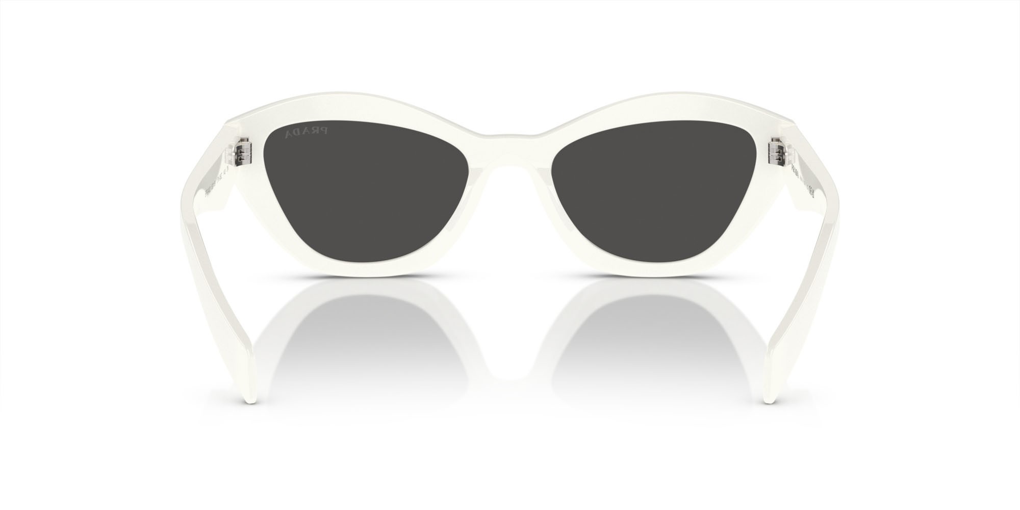 Occhiali da sole Prada PR A02S (17K08Z) colore bianco forma farfalla lenti grigio scuro