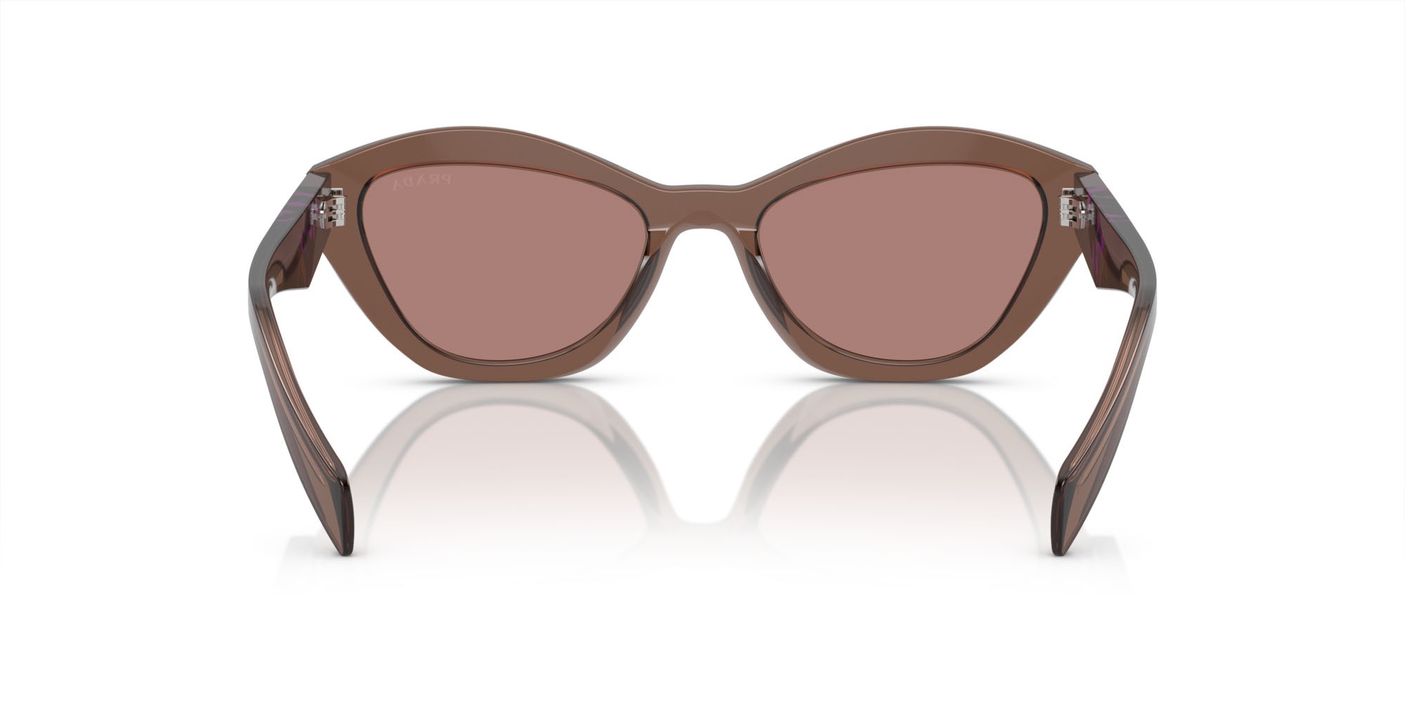 Occhiali da sole Prada PR A02S (17O60B) colore marrone trasparente forma farfalla lenti marrone chiaro