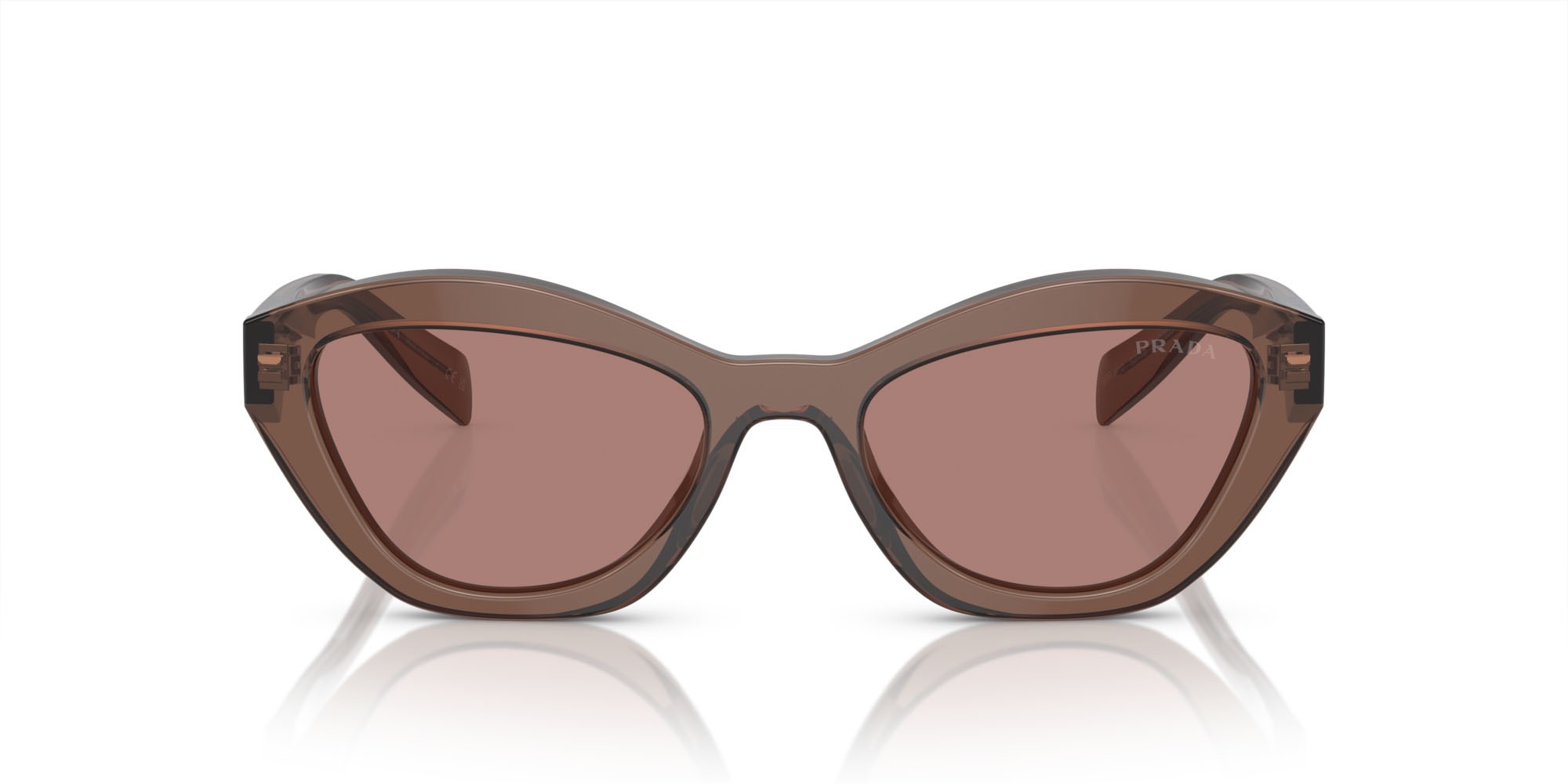 Occhiali da sole Prada PR A02S (17O60B) colore marrone trasparente forma farfalla lenti marrone chiaro
