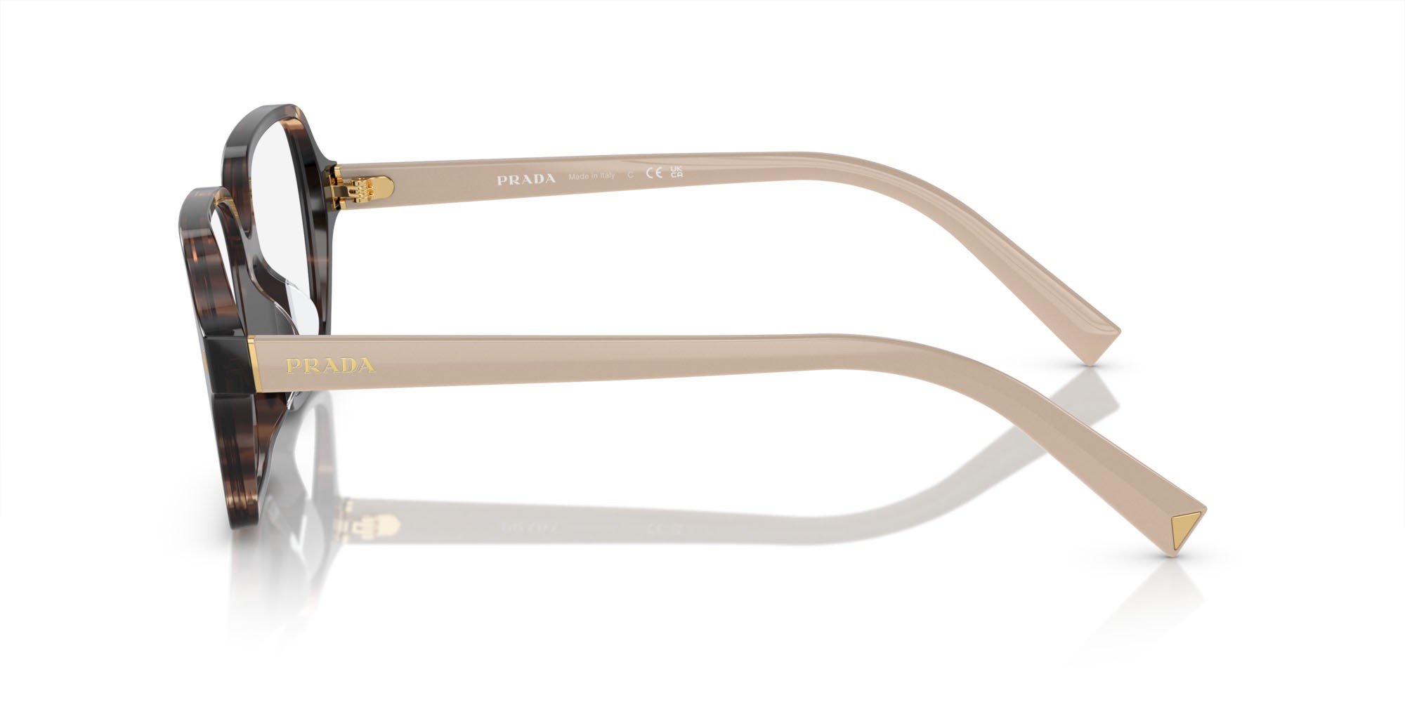 Eyeglasses Prada PR A02V (07R1O1) color caramello havana shape square lenses lente demo
