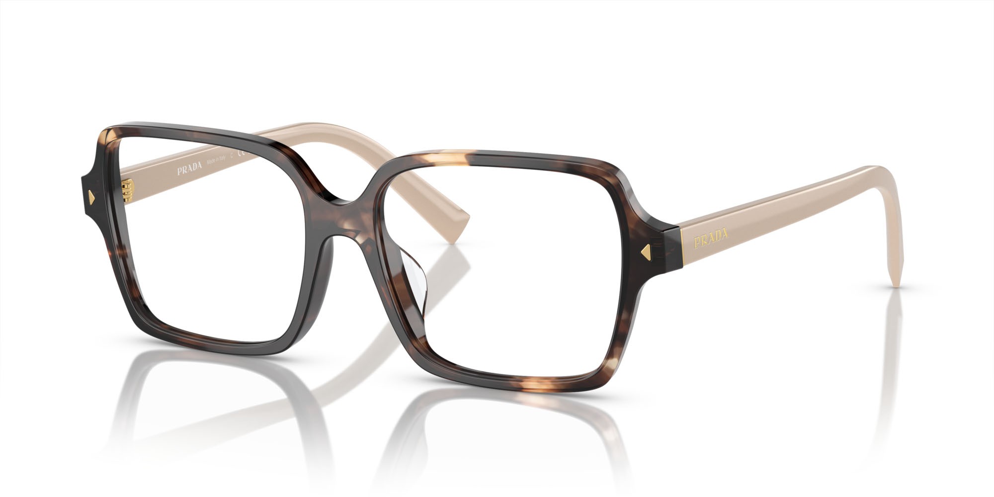 Eyeglasses Prada PR A02V (07R1O1) color caramello havana shape square lenses lente demo