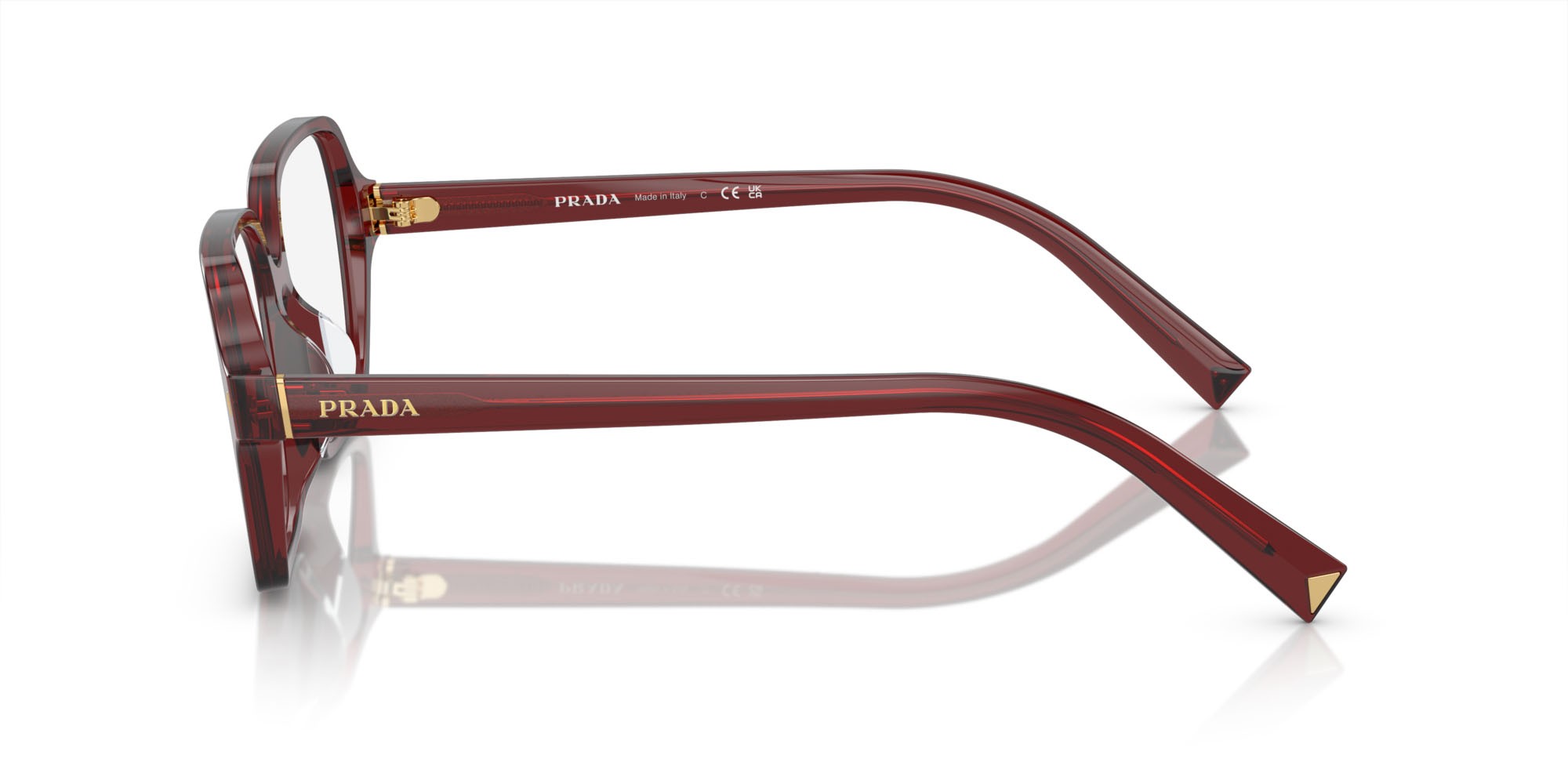 Eyeglasses Prada PR A02V (16P1O1) color rosso trasparente shape square lenses lente demo