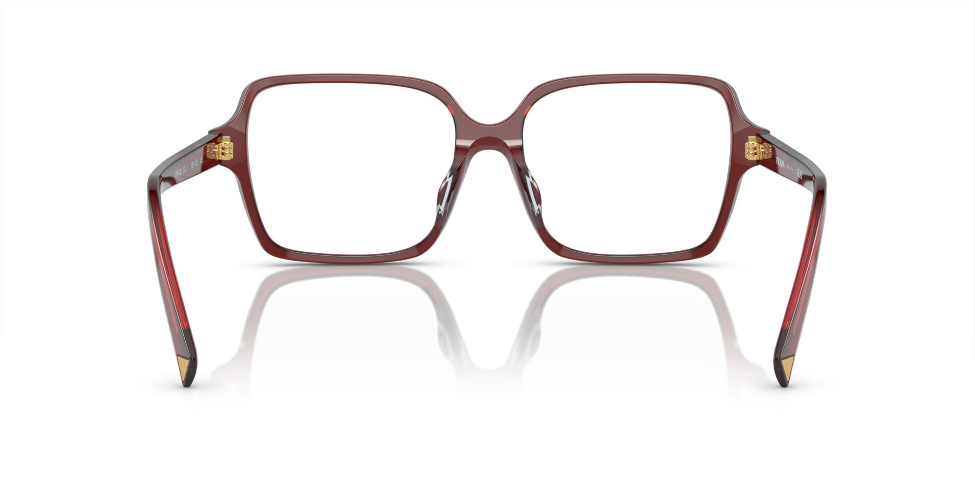 Eyeglasses Prada PR A02V (16P1O1) color rosso trasparente shape square lenses lente demo