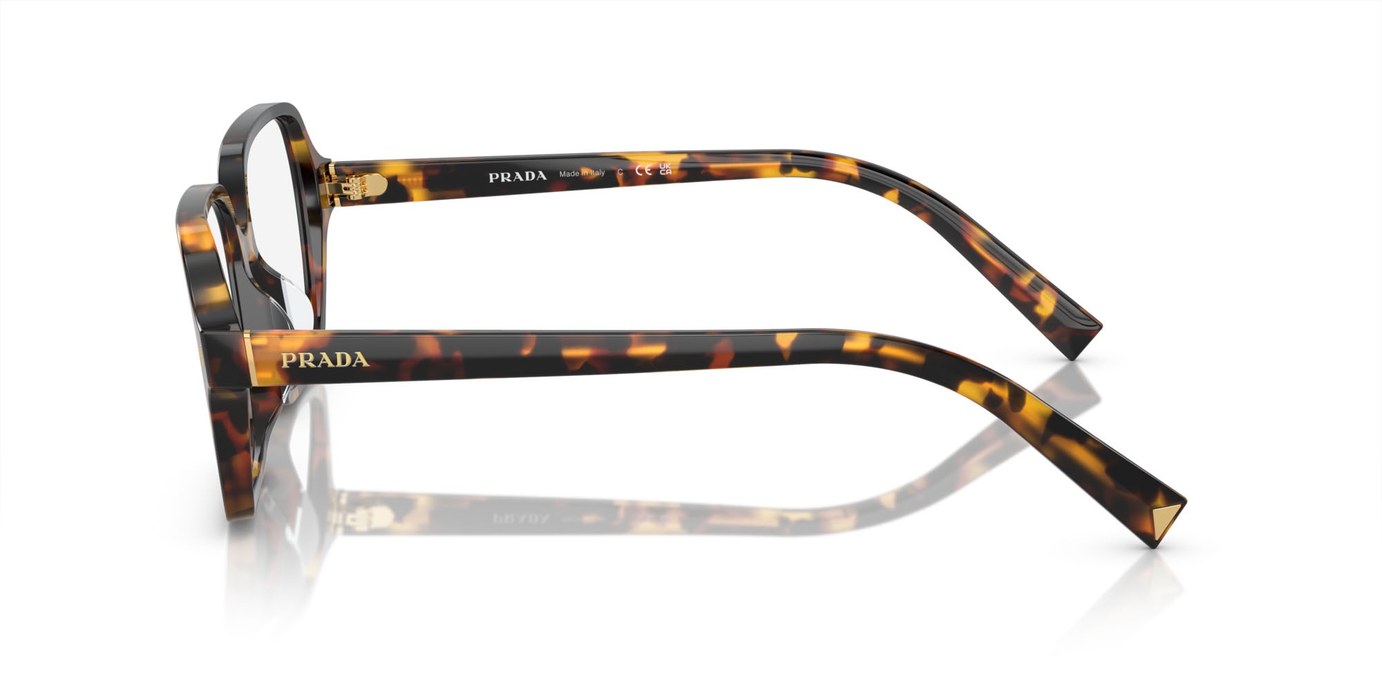 Eyeglasses Prada PR A02V (VAU1O1) color havana trasparente shape square lenses lente demo