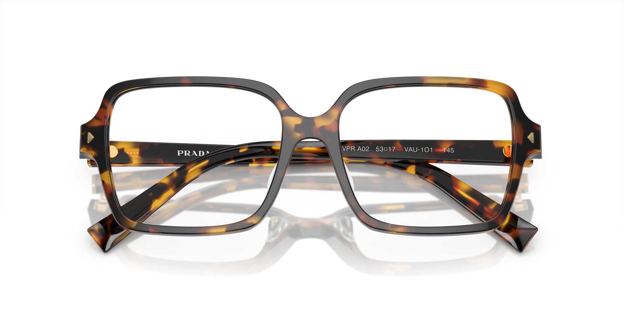 Eyeglasses Prada PR A02V (VAU1O1) color havana trasparente shape square lenses lente demo