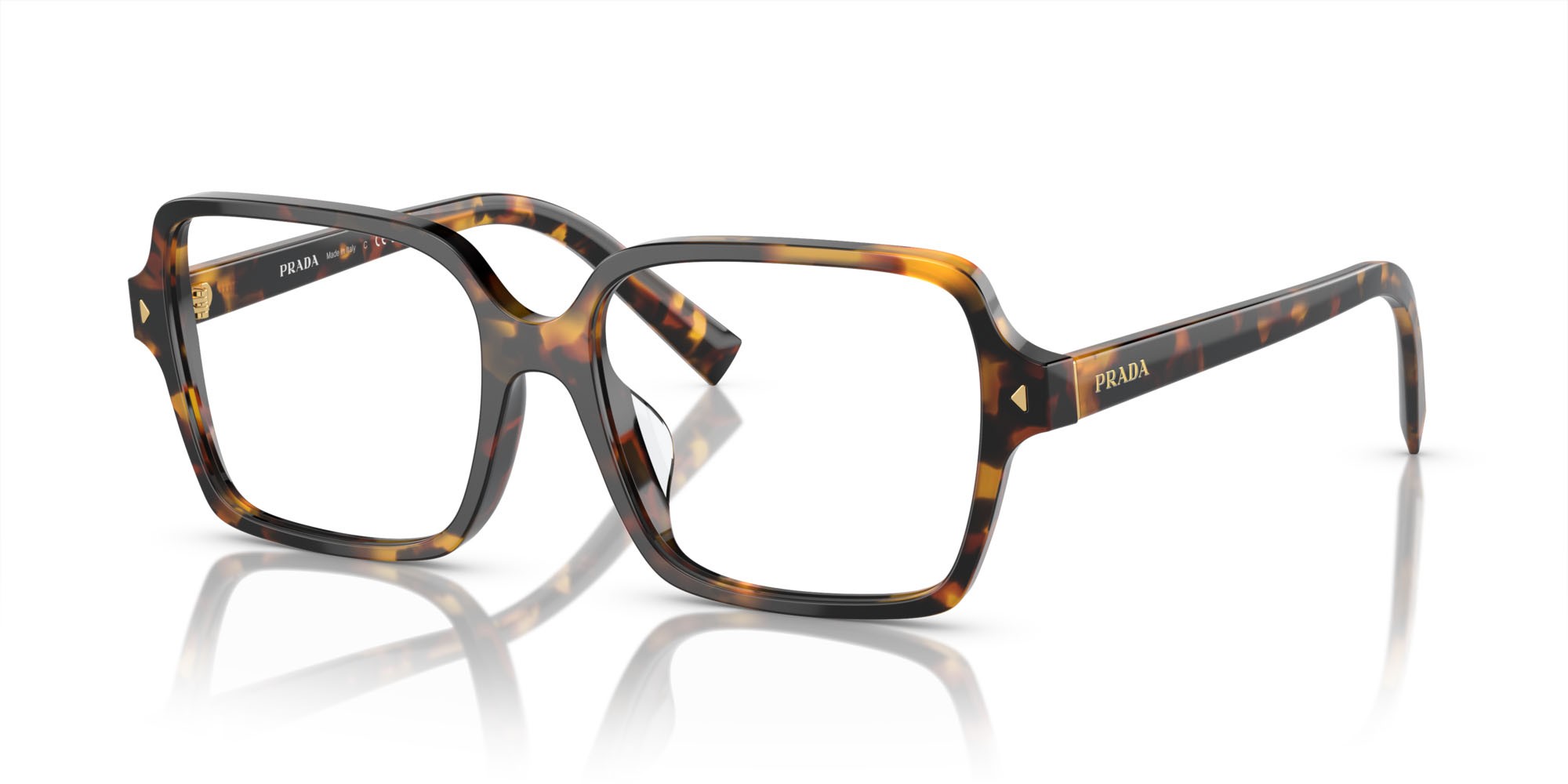 Eyeglasses Prada PR A02V (VAU1O1) color havana trasparente shape square lenses lente demo