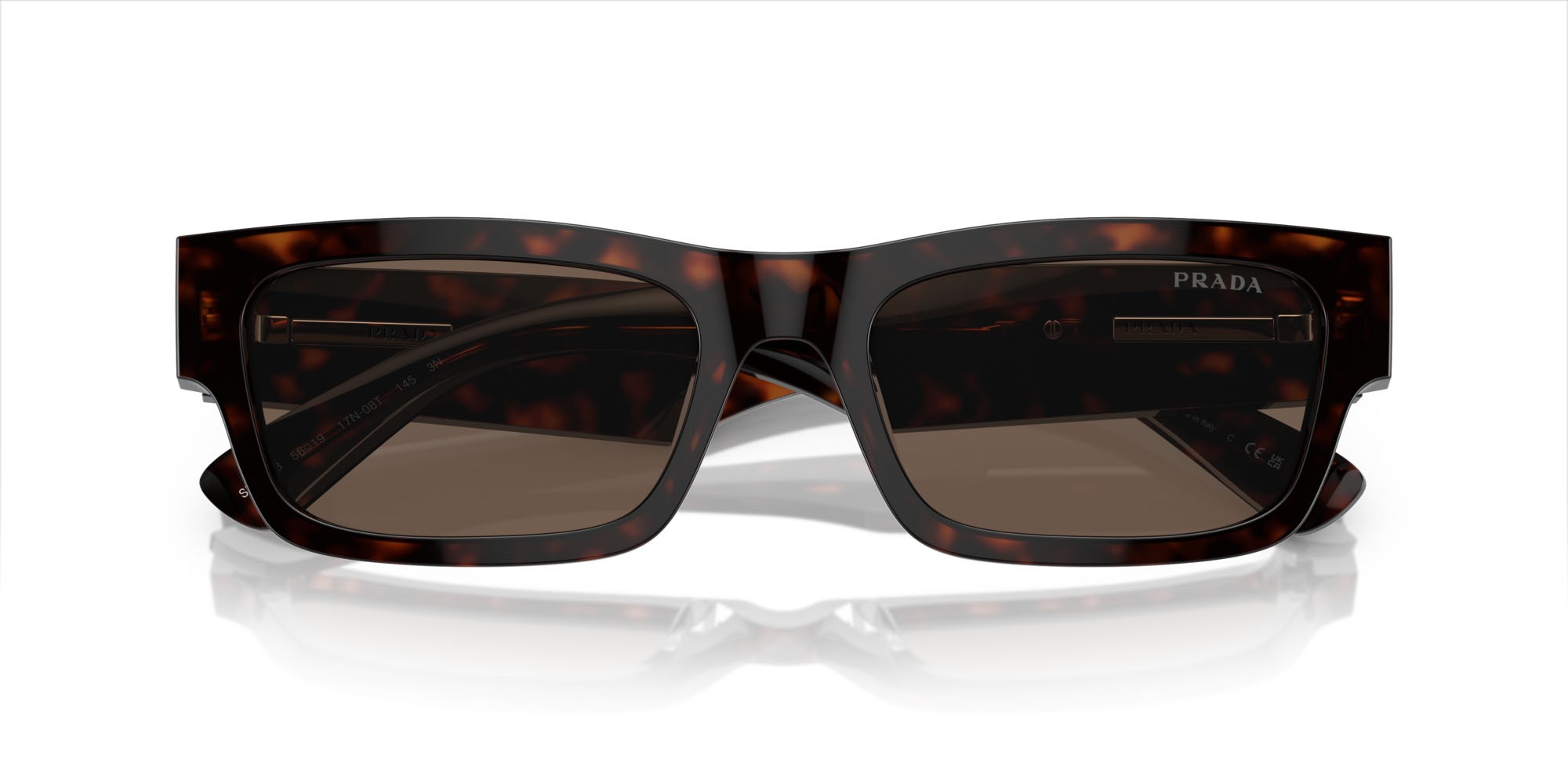 Sunglasses Prada PR A03S (17N08T) color havana shape rectangle lenses marrone