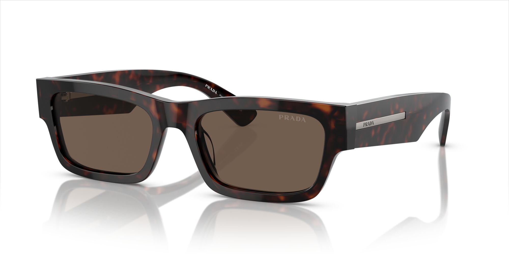 Sunglasses Prada PR A03S (17N08T) color havana shape rectangle lenses marrone