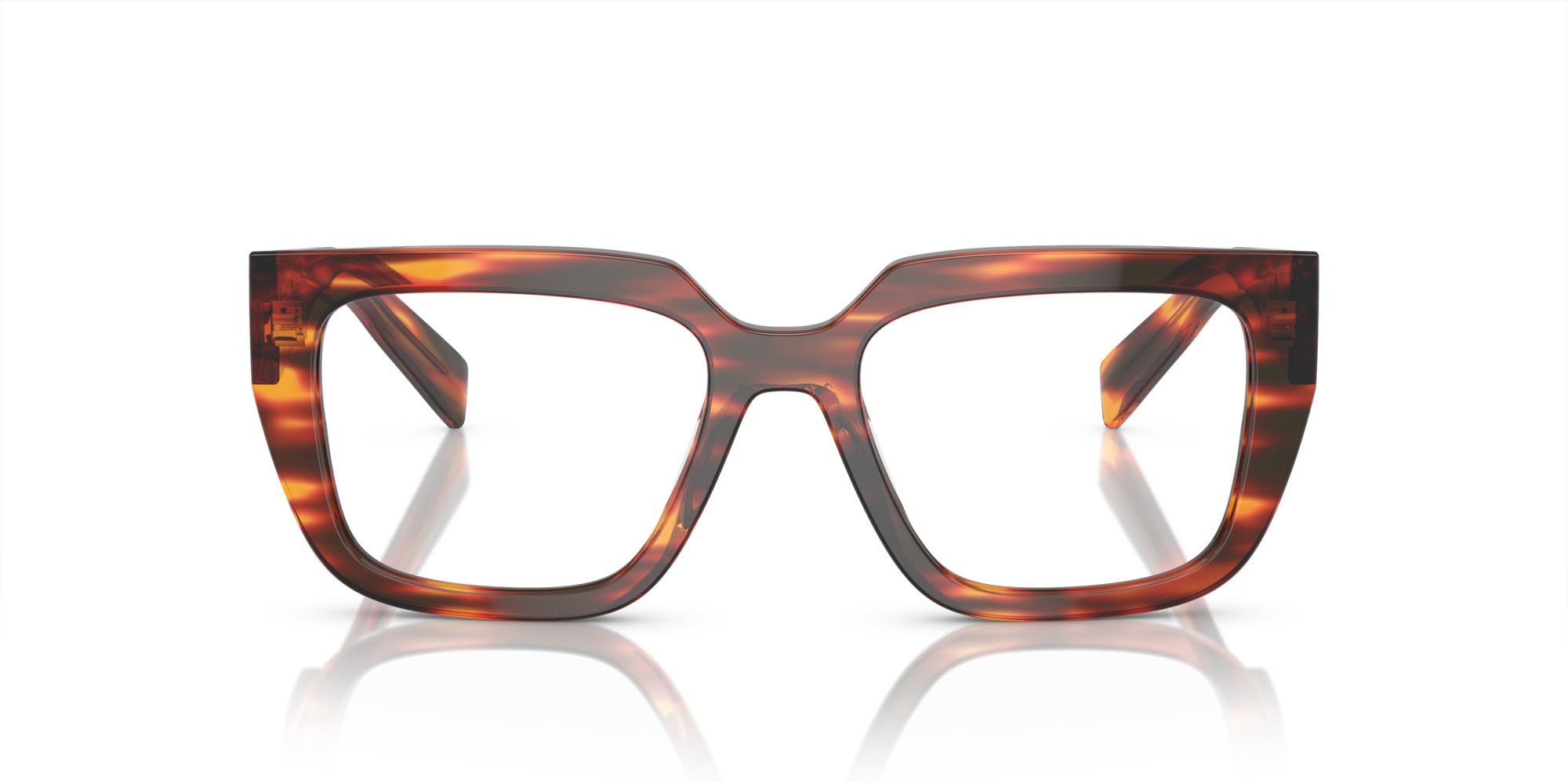 Eyeglasses Prada PR A03V (13O1O1) color havana rosso shape irregular lenses lente demo