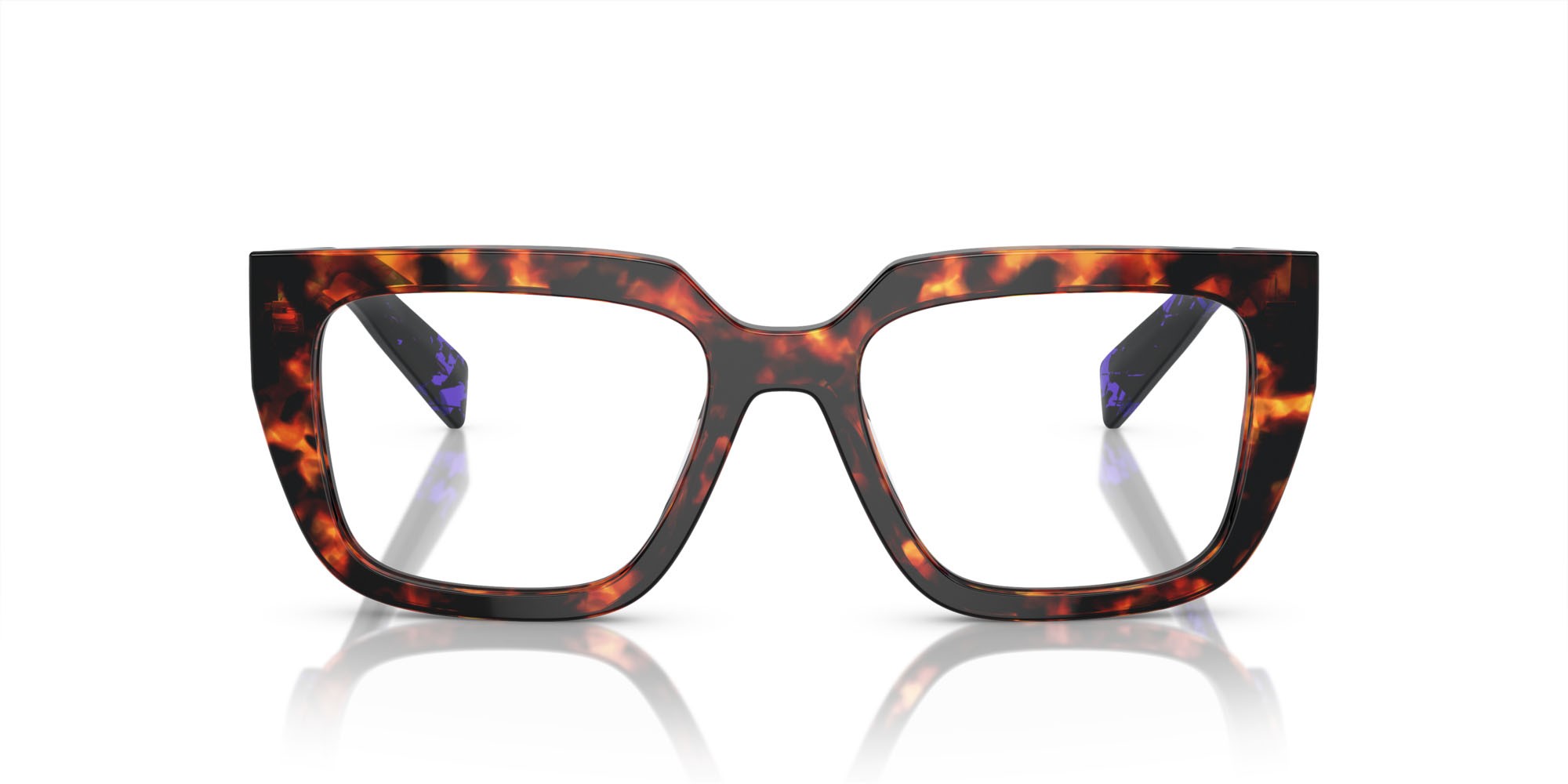 Eyeglasses Prada PR A03V (14O1O1) color havana magma shape irregular lenses lente demo