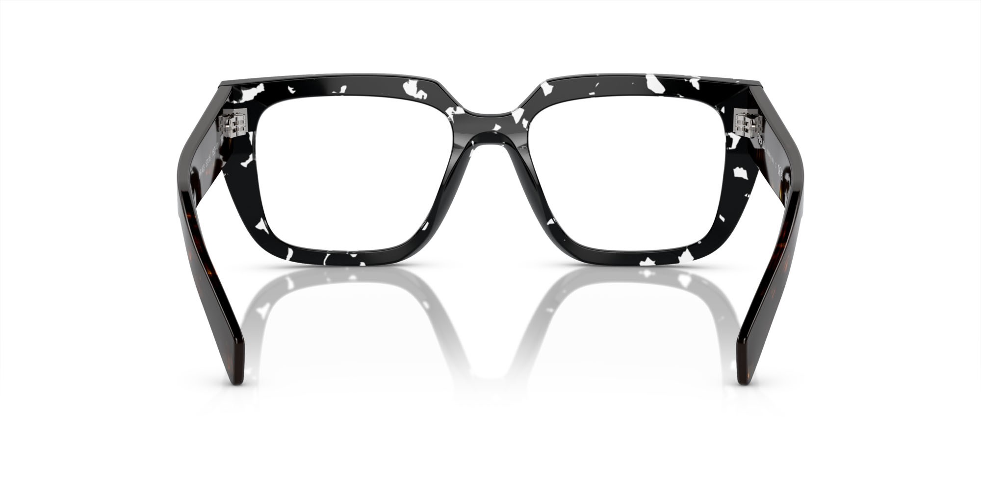 Occhiali da vista Prada PR A03V (15O1O1) colore nero trasparente havana forma irregolare lenti lente demo