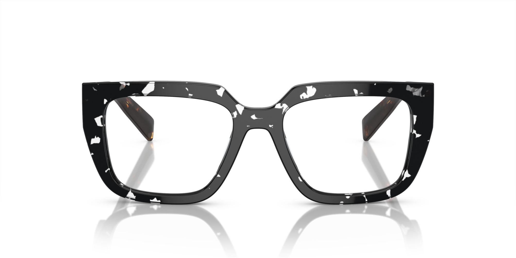 Occhiali da vista Prada PR A03V (15O1O1) colore nero trasparente havana forma irregolare lenti lente demo