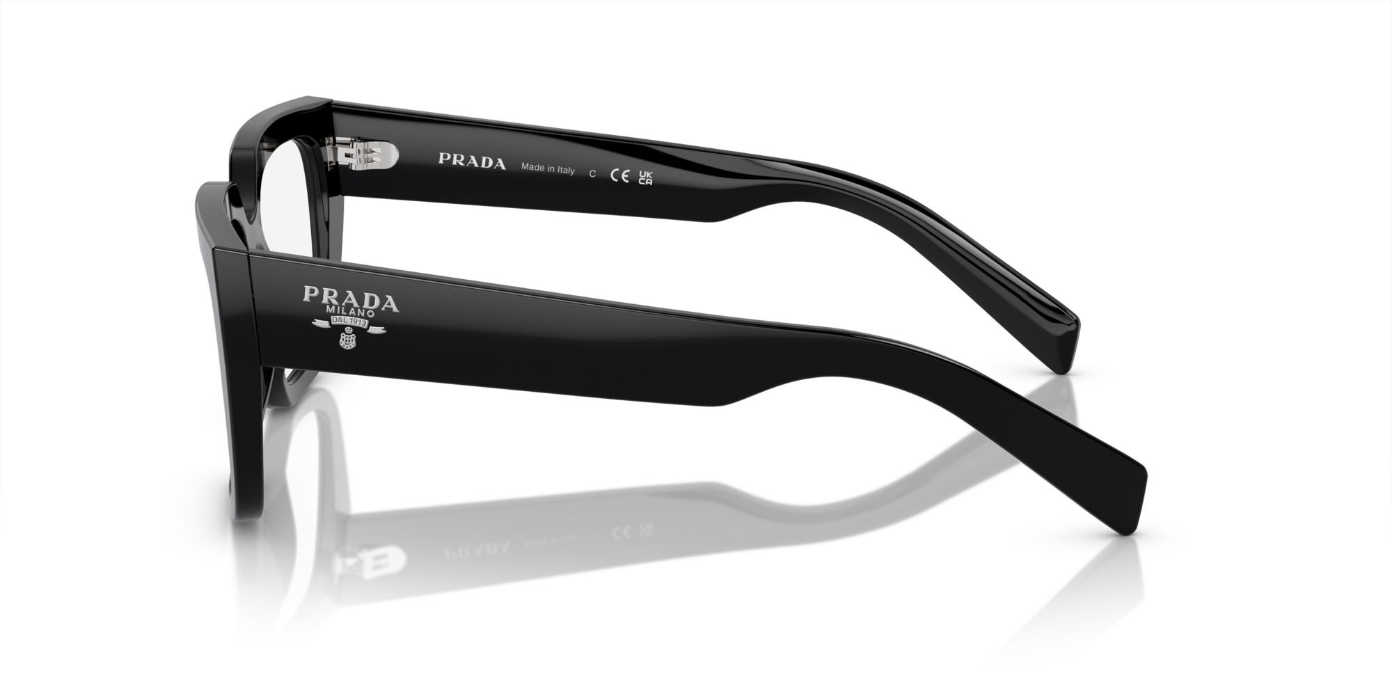 Eyeglasses Prada PR A03V (16K1O1) color nero shape irregular lenses lente demo