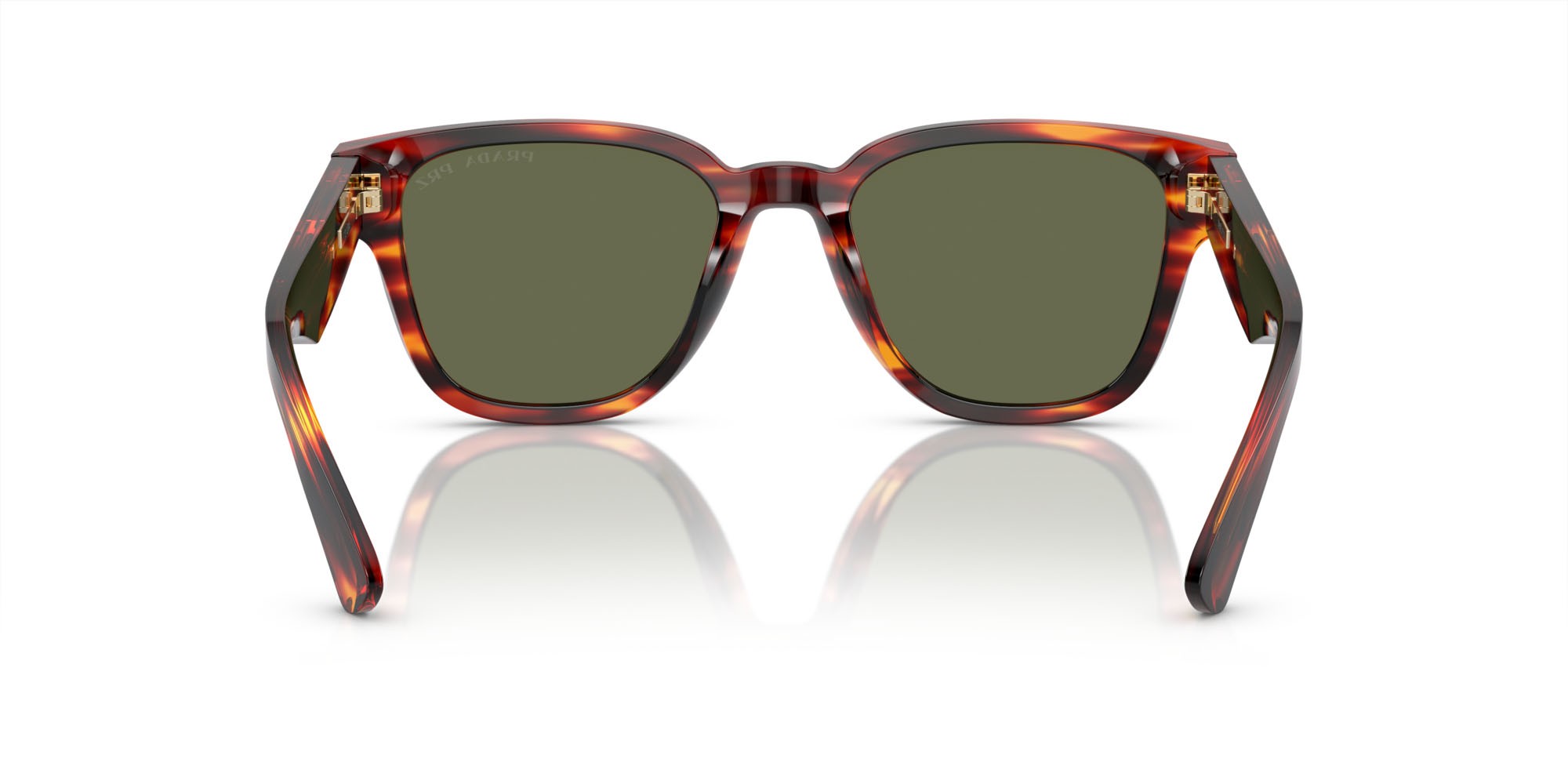 Occhiali da sole Prada PR A04S (13O03R) colore havana rosso forma quadrato lenti polar verde
