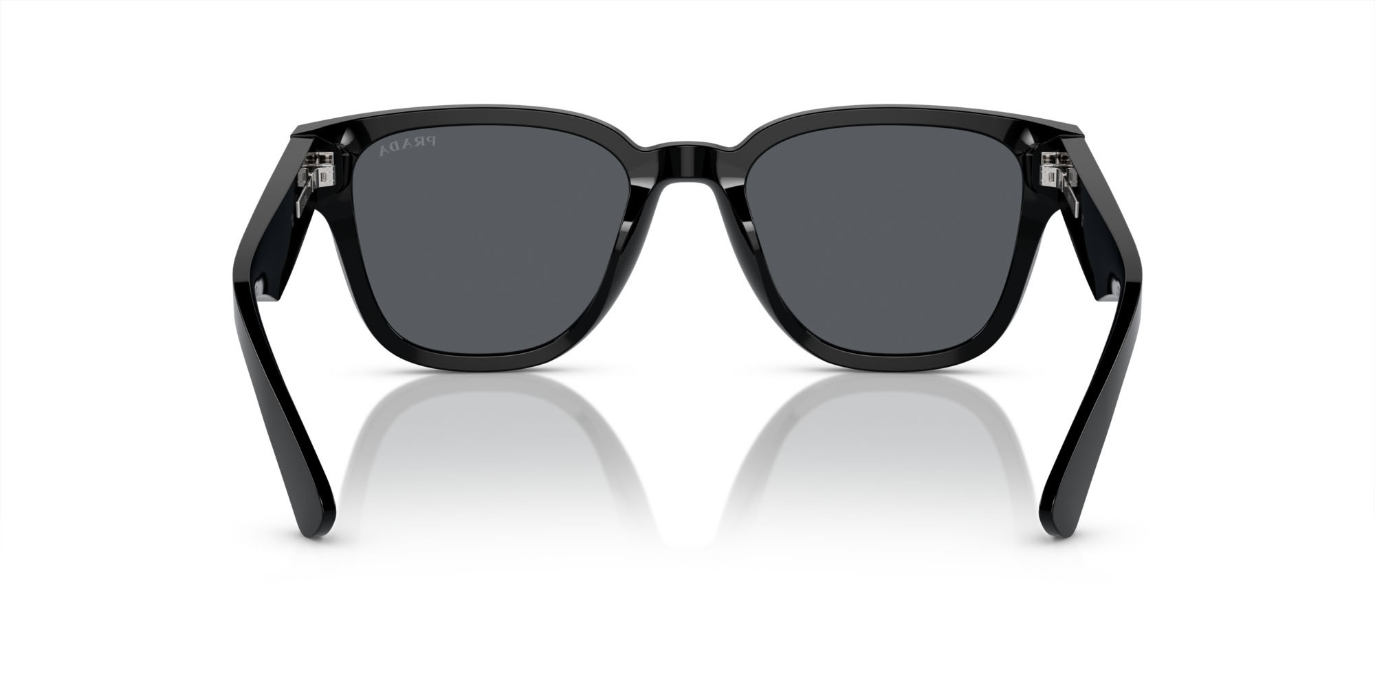 Occhiali da sole Prada PR A04S (16K07T) colore nero forma quadrato lenti blu vintage