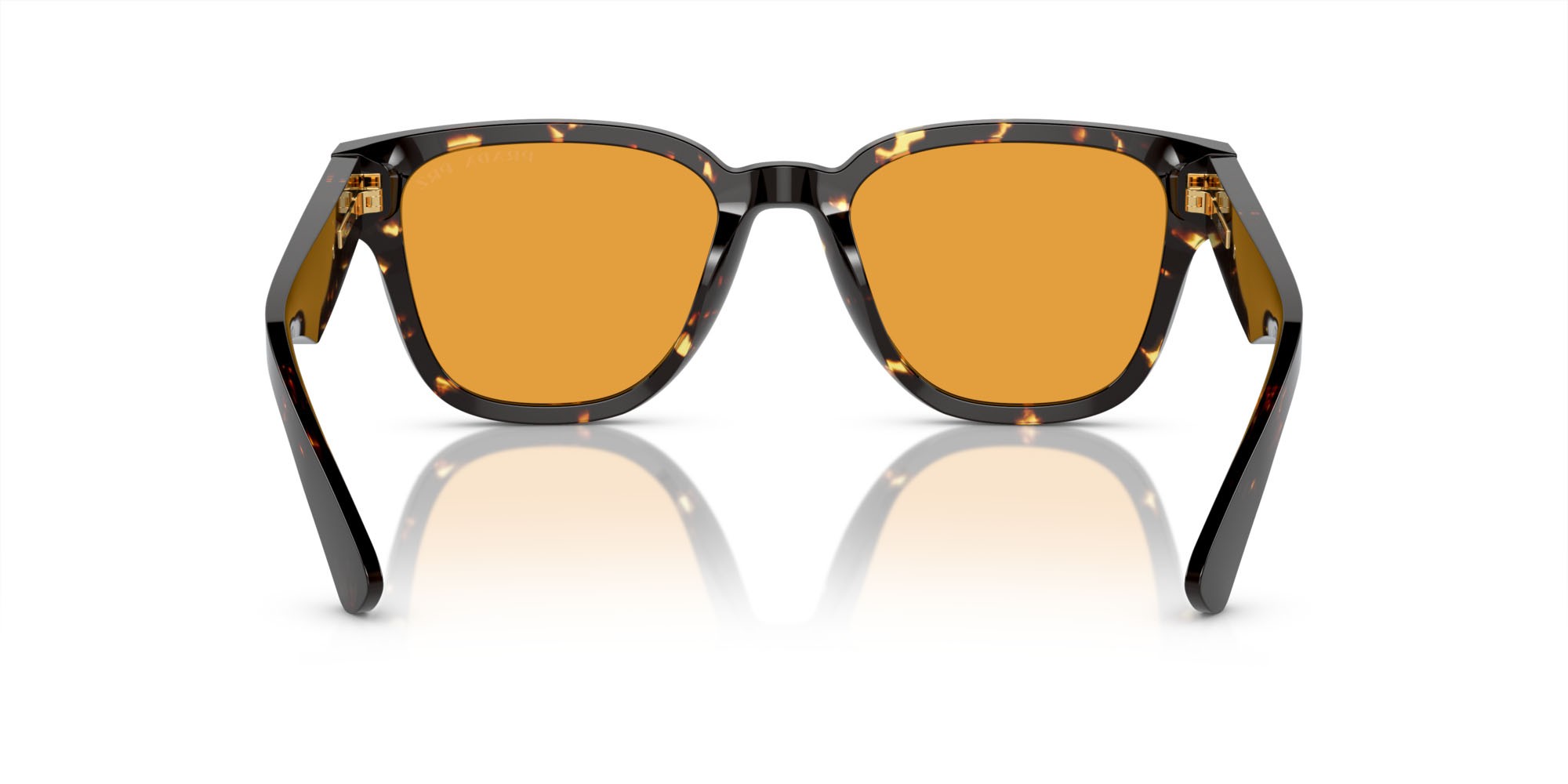 Occhiali da sole Prada PR A04S (16O20C) colore nero havana/giallo forma quadrato lenti polarizzata giallo