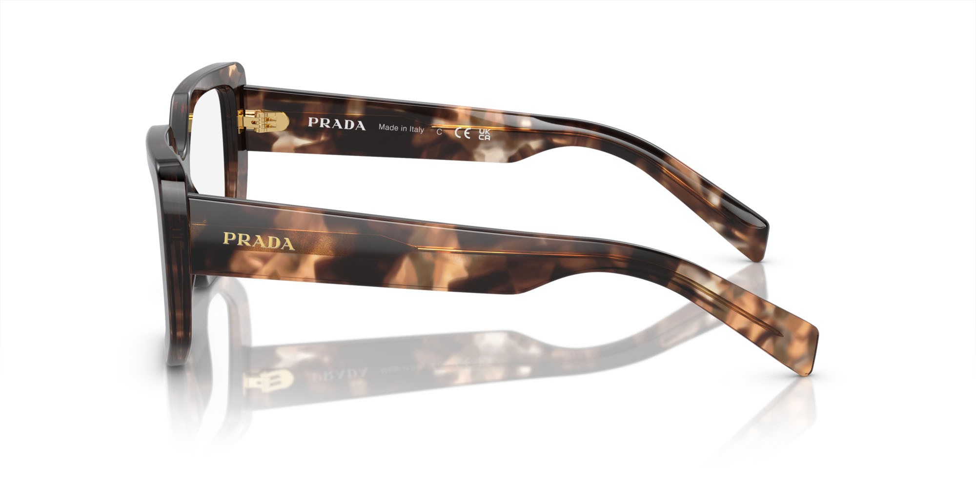 Brillen Prada PR A04V (07R1O1) farbe caramello havana form unregelmäßig gläser lente demo