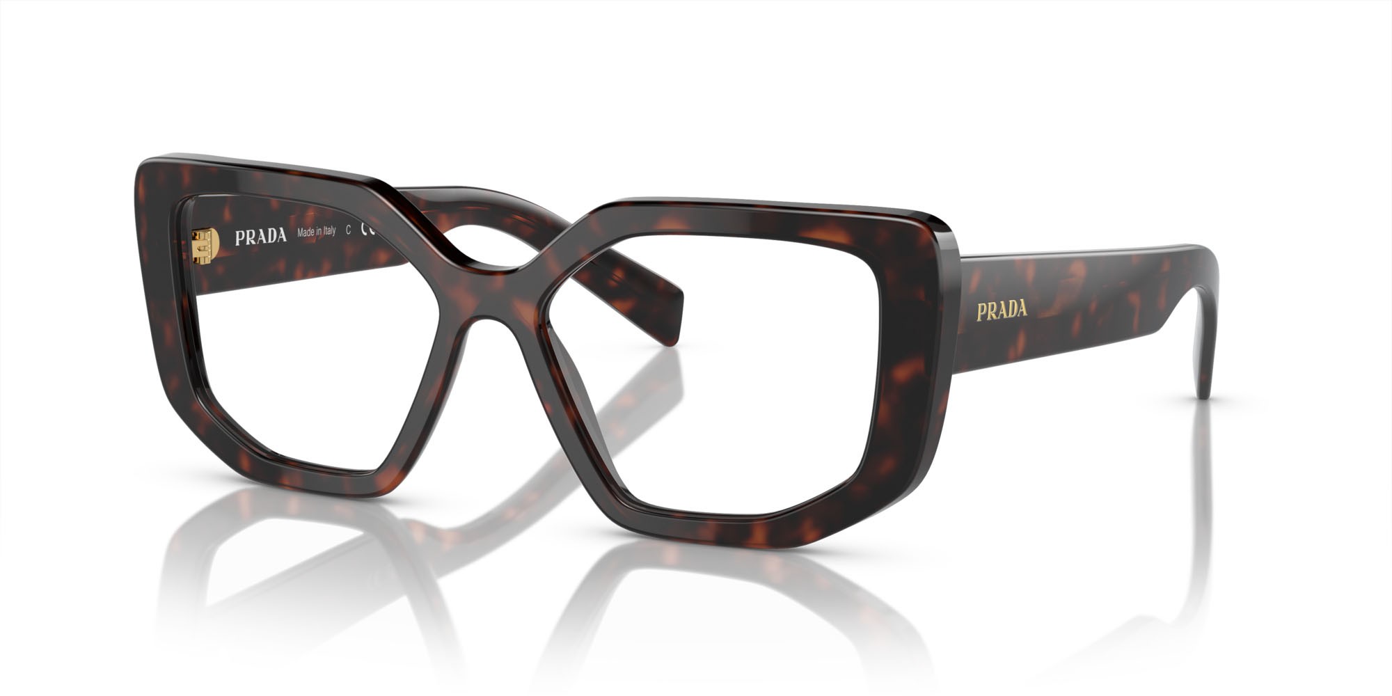 Brillen Prada PR A04V (16N1O1) farbe havana form unregelmäßig gläser lente demo