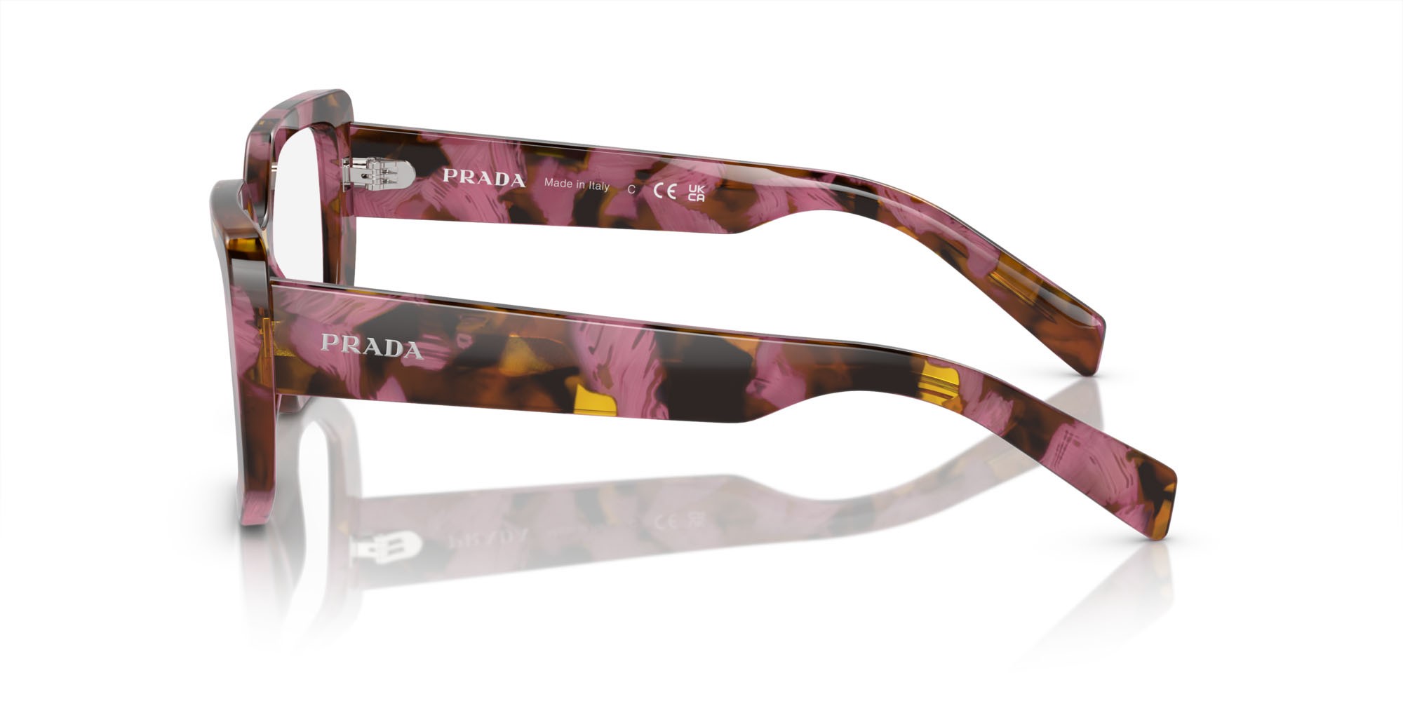 Eyeglasses Prada PR A04V (18N1O1) color havana cognac shape irregular lenses lente demo