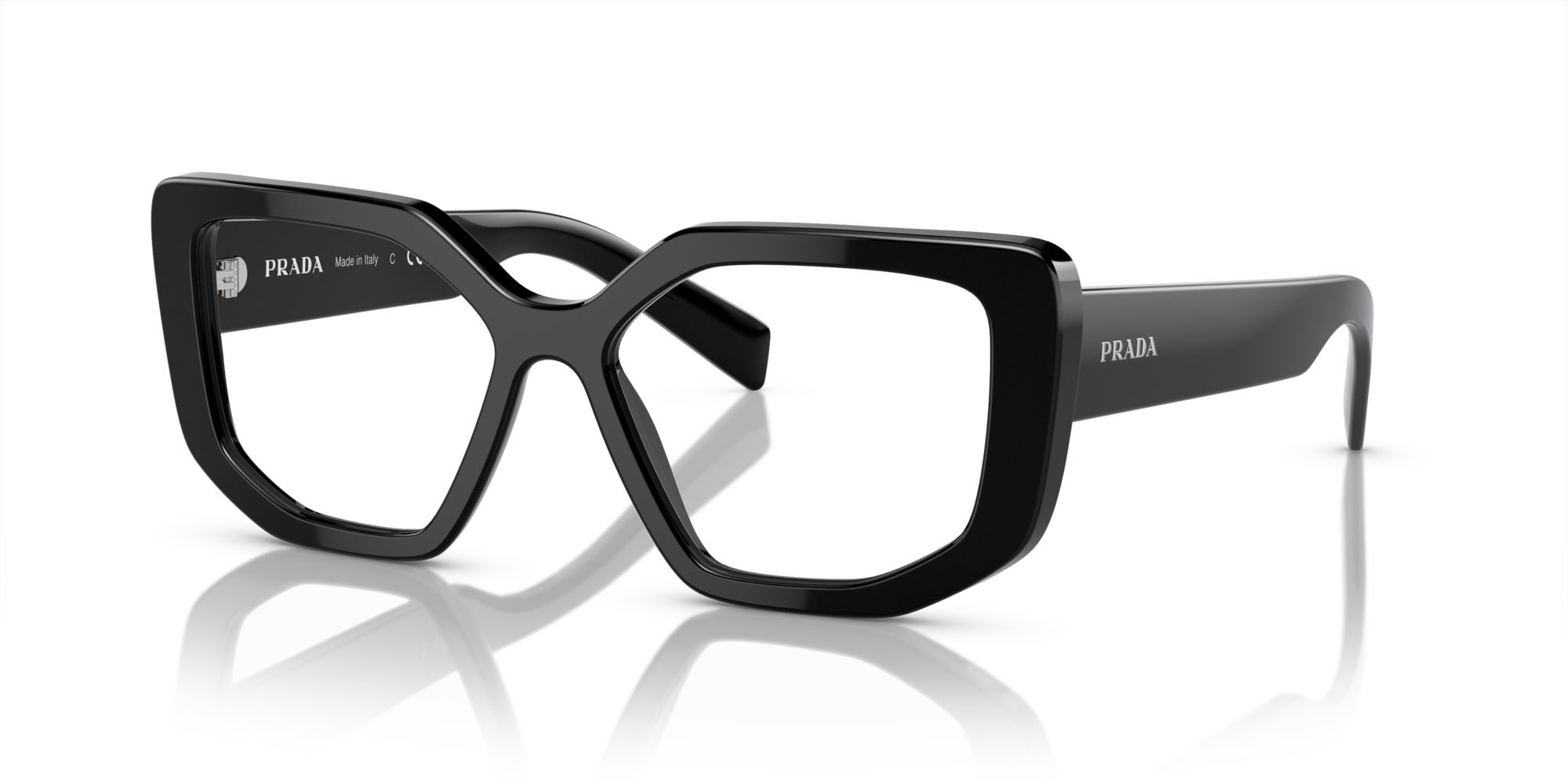 Eyeglasses Prada PR A04V (1AB1O1) color nero shape irregular lenses lente demo