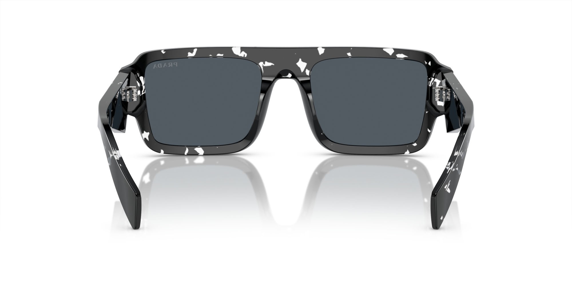 Sunglasses Prada PR A05S (15O70B) color cristallo nero tartarugato shape rectangle lenses grigio scuro
