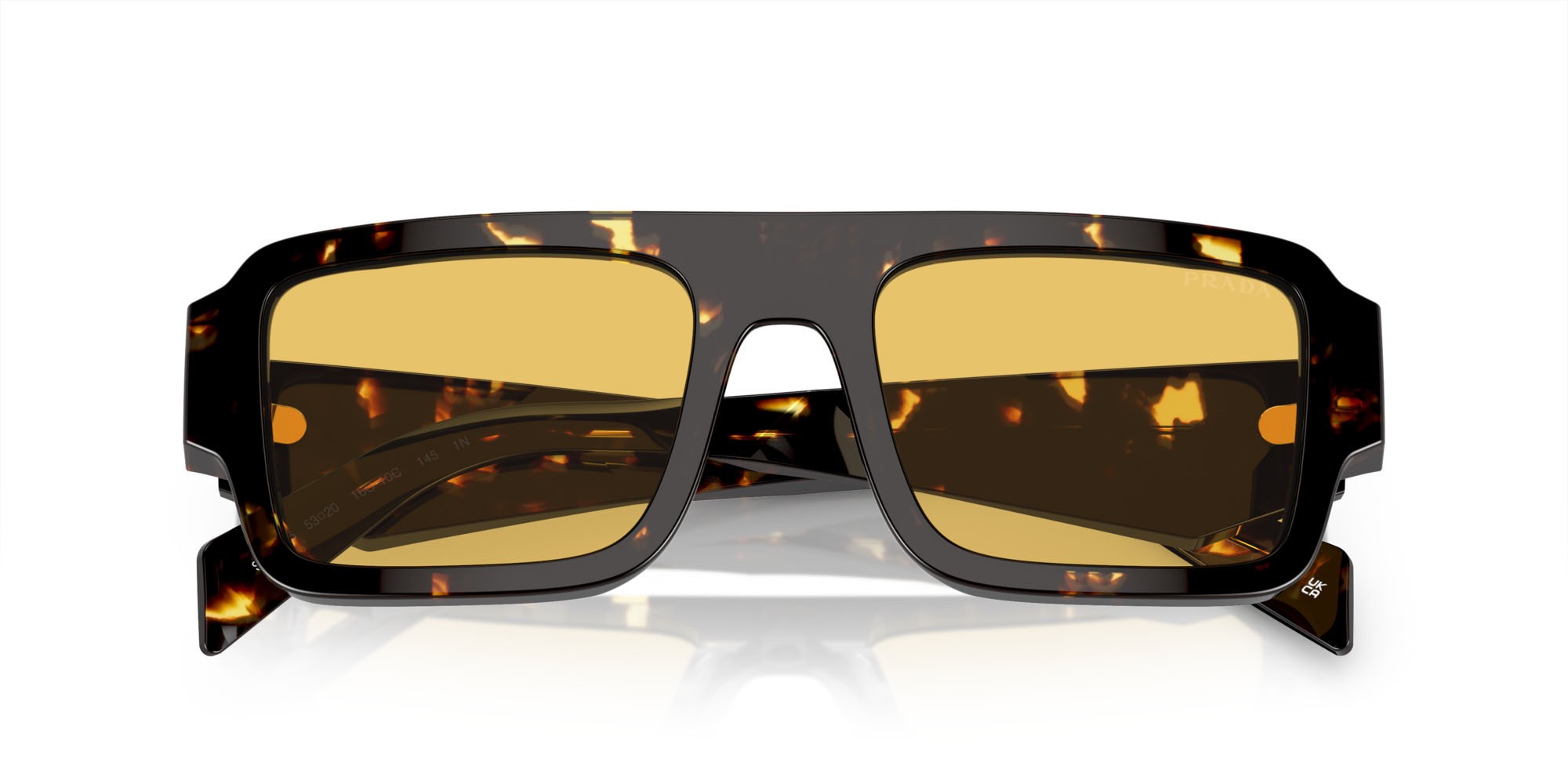 Sonnenbrillen Prada PR A05S (16O10C) farbe malto nero tartarugato form rechteckig gläser giallo