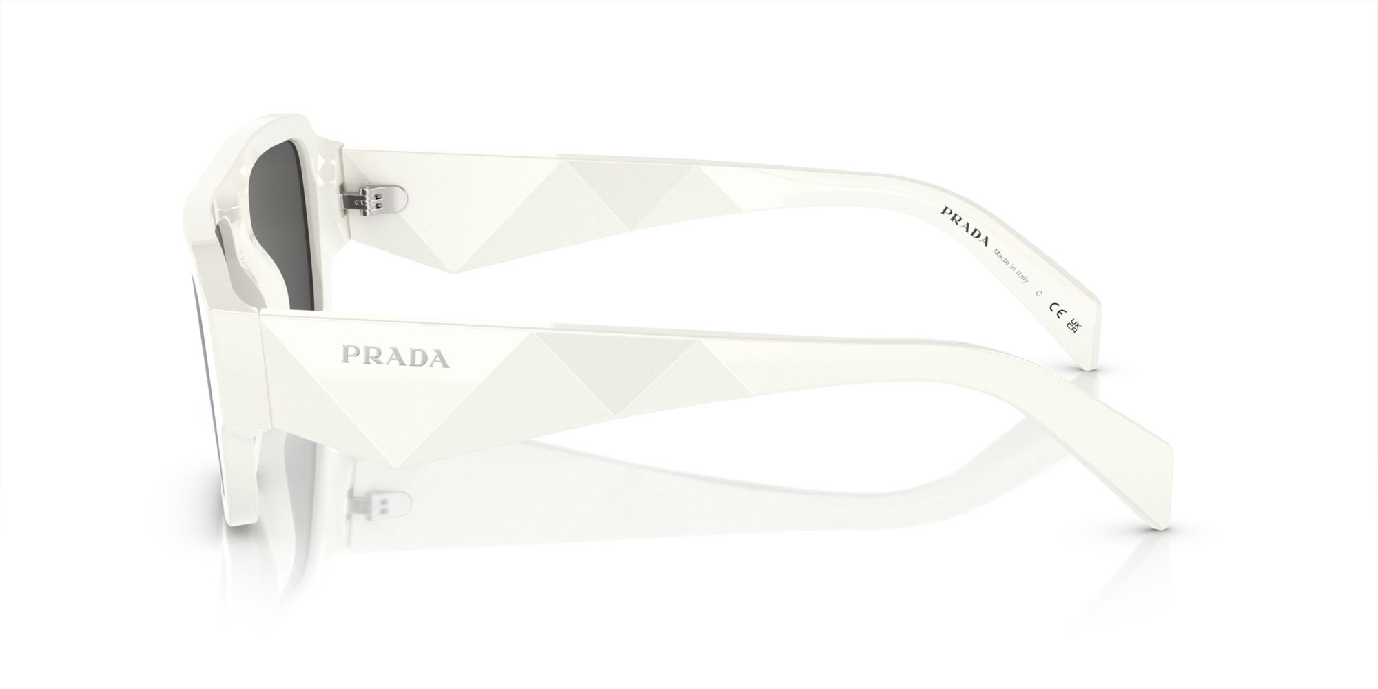 Sunglasses Prada PR A05S (17K08Z) color bianco shape rectangle lenses grigio scuro