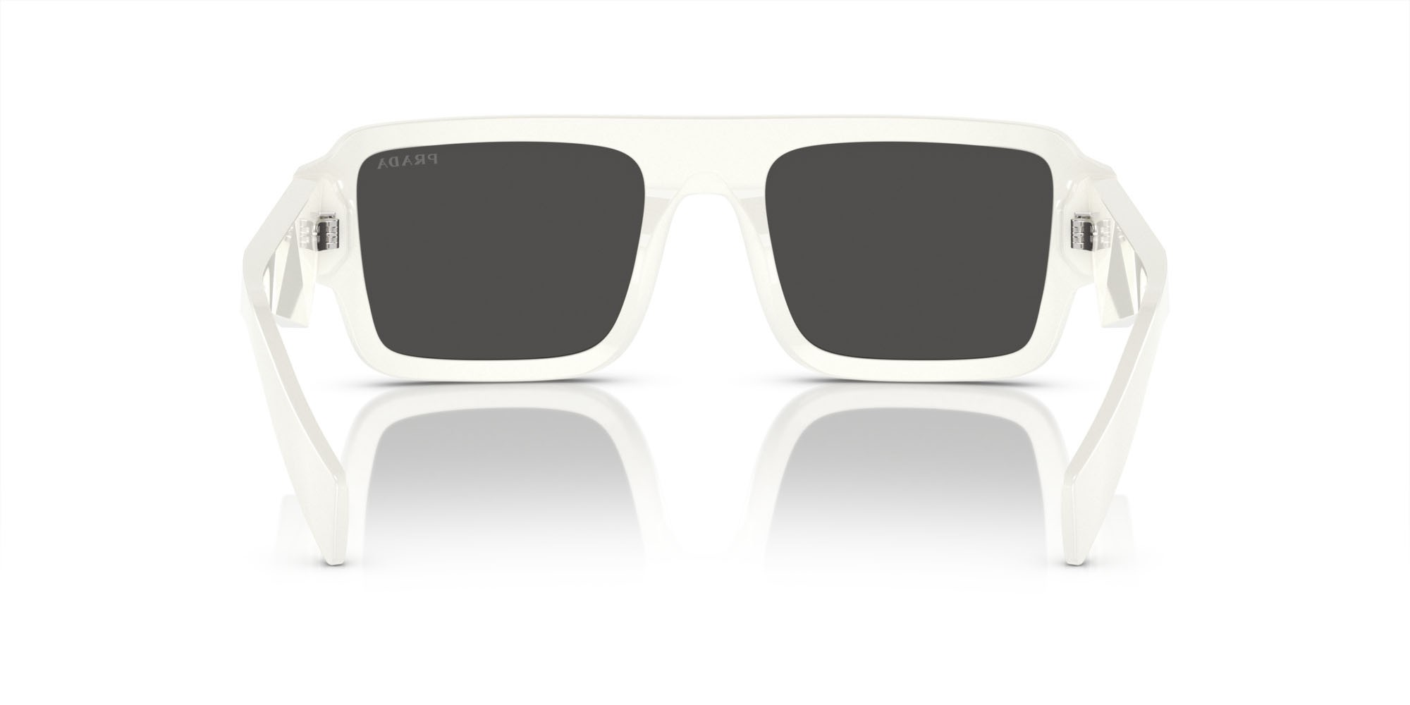 Sunglasses Prada PR A05S (17K08Z) color bianco shape rectangle lenses grigio scuro