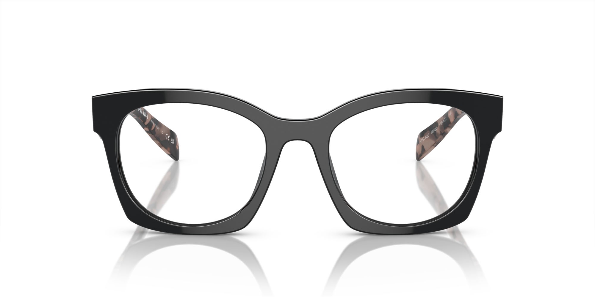 Eyeglasses Prada PR A05V (13P1O1) color nero shape irregular lenses lente demo