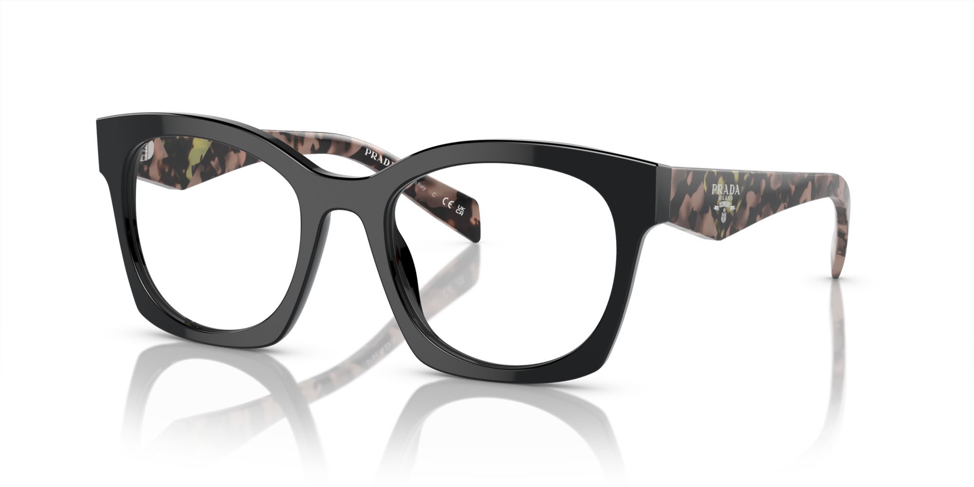 Eyeglasses Prada PR A05V (13P1O1) color nero shape irregular lenses lente demo