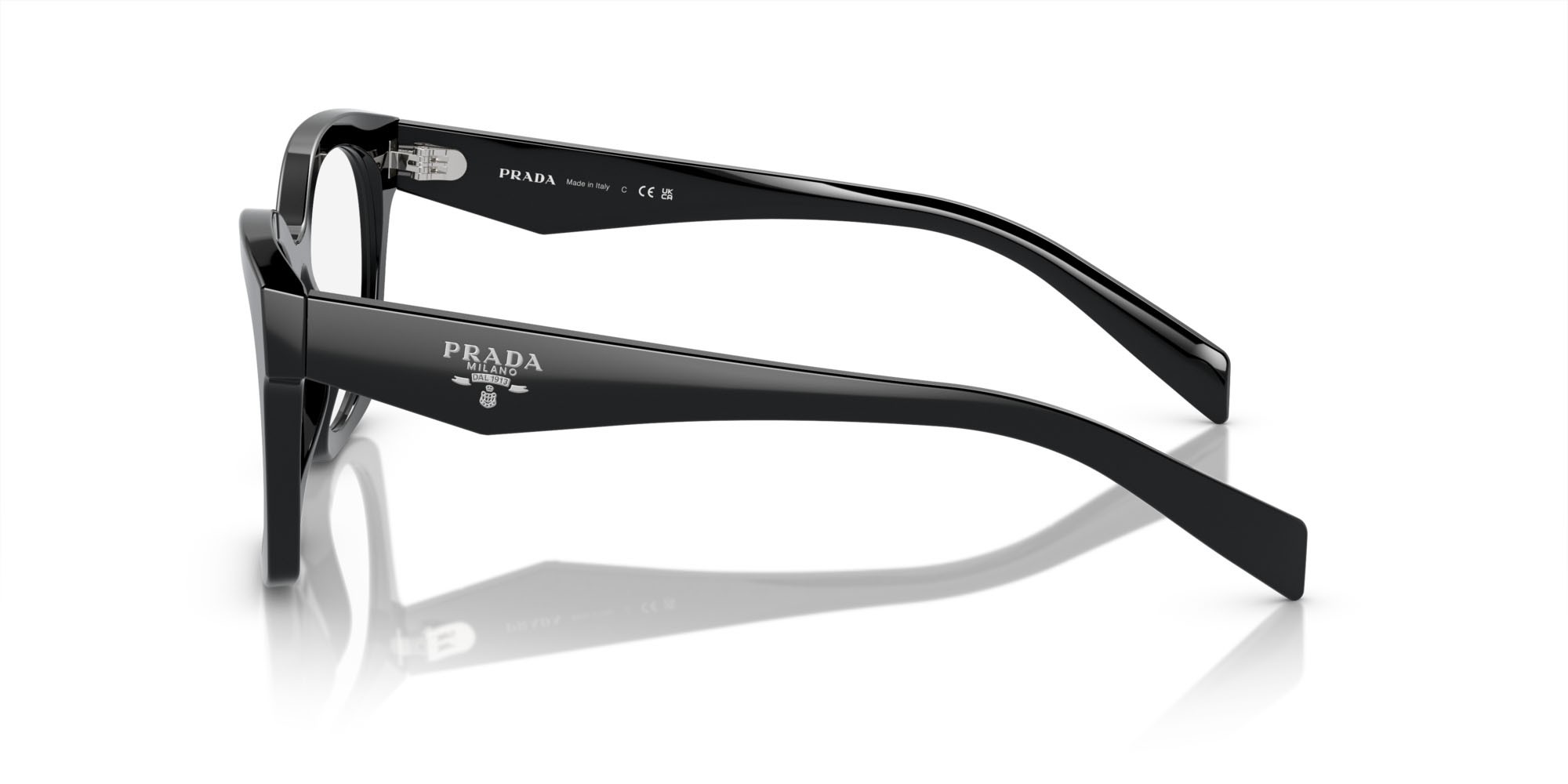 Eyeglasses Prada PR A05V (16K1O1) color nero shape irregular lenses lente demo