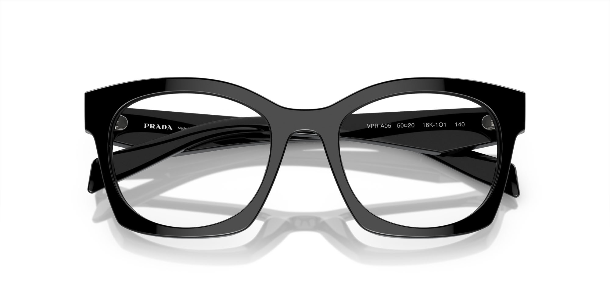 Eyeglasses Prada PR A05V (16K1O1) color nero shape irregular lenses lente demo