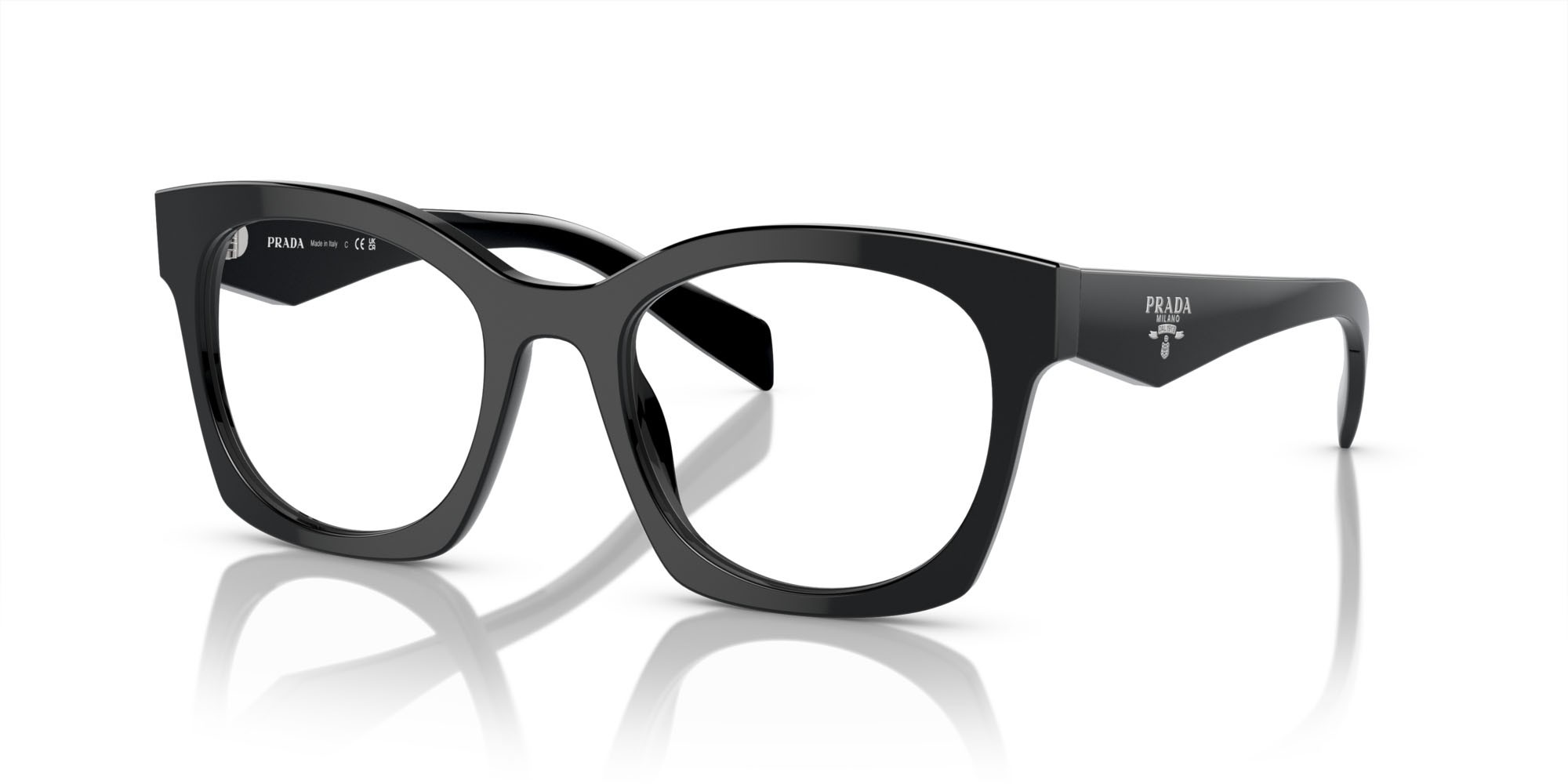 Eyeglasses Prada PR A05V (16K1O1) color nero shape irregular lenses lente demo