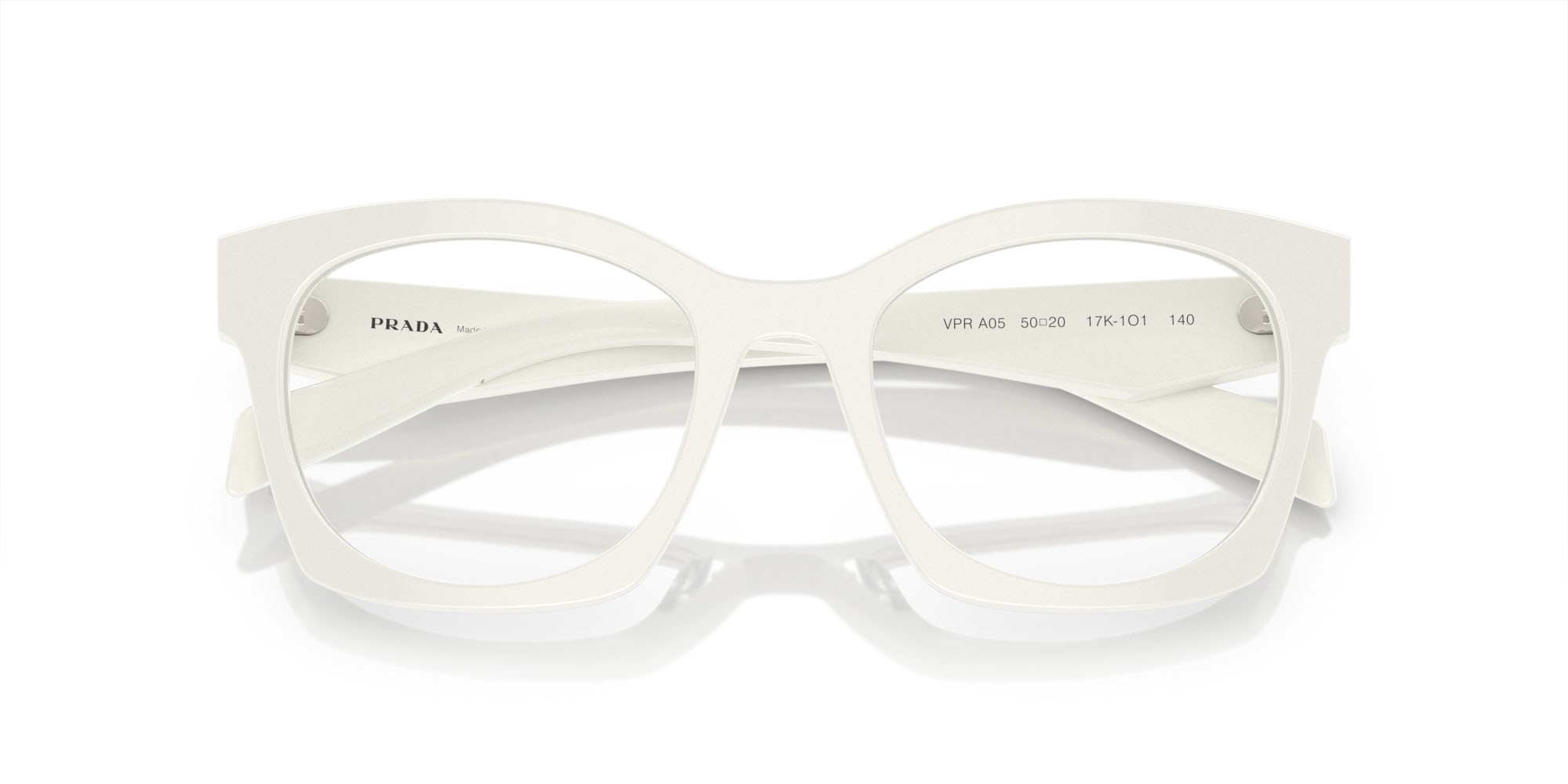 Brillen Prada PR A05V (17K1O1) farbe bianco/avorio form unregelmäßig gläser lente demo