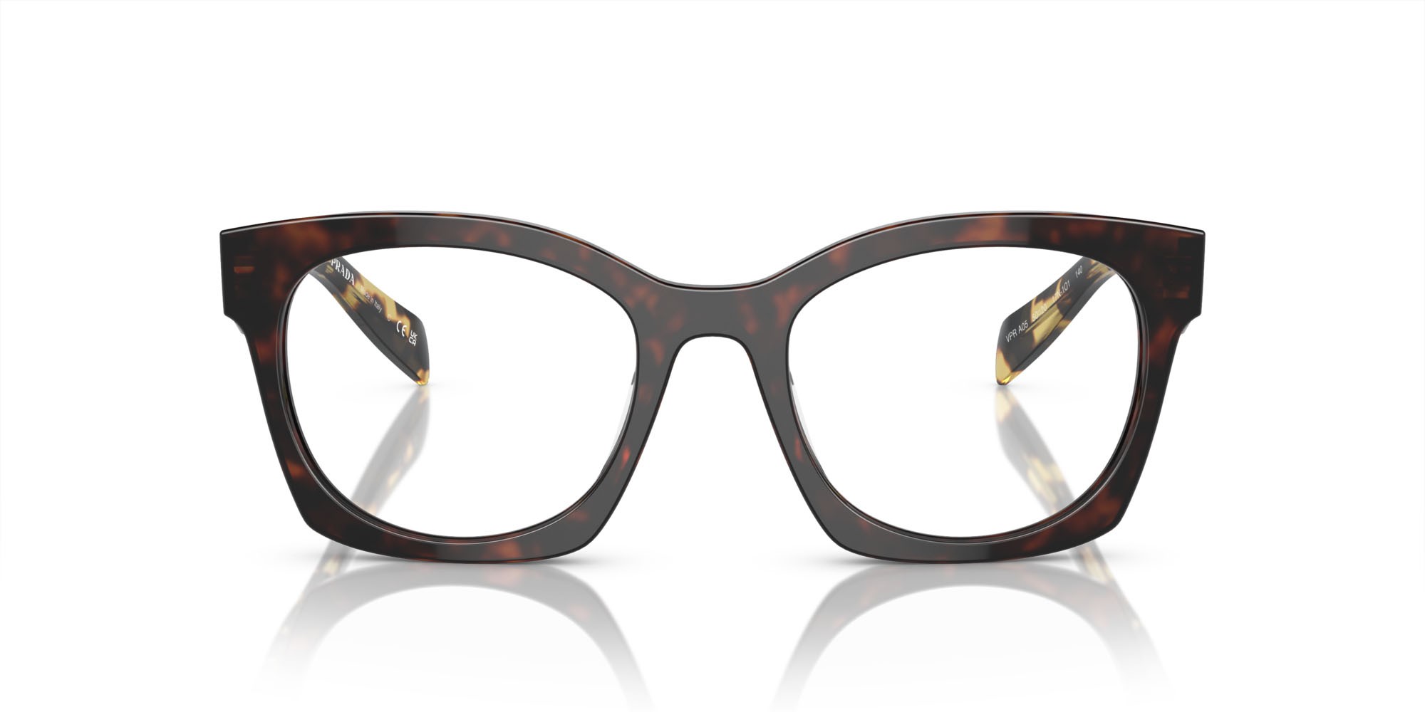 Eyeglasses Prada PR A05V (17N1O1) color havana shape irregular lenses lente demo
