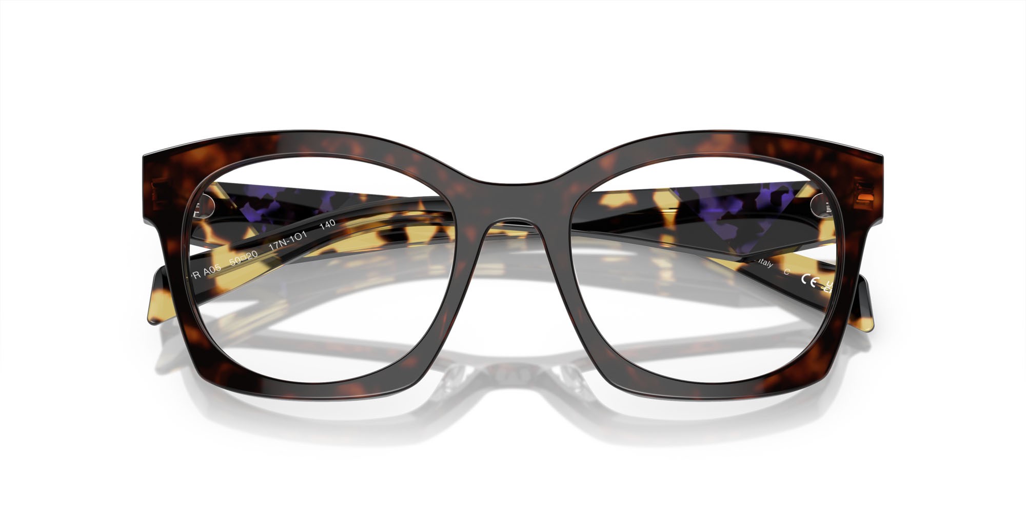 Eyeglasses Prada PR A05V (17N1O1) color havana shape irregular lenses lente demo