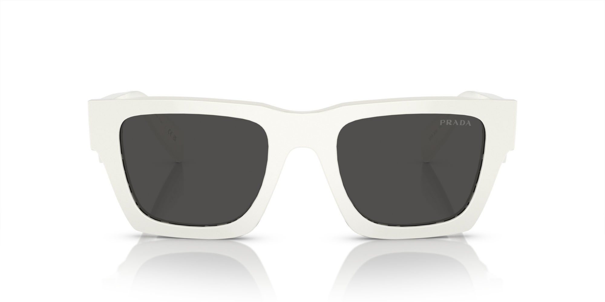 Sunglasses Prada PR A06S (17K08Z) color bianco talco shape square lenses grigio scuro