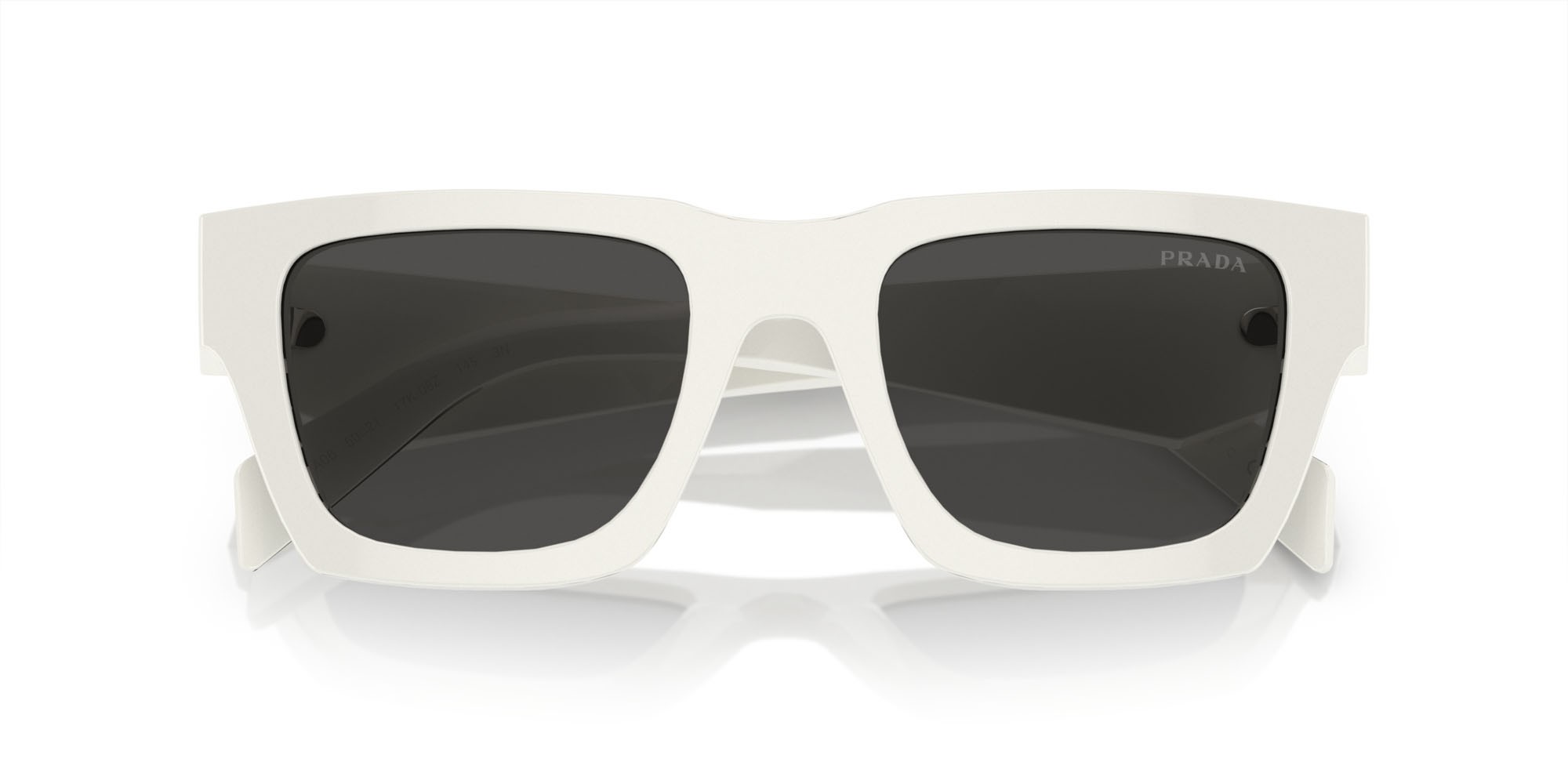 Sunglasses Prada PR A06S (17K08Z) color bianco talco shape square lenses grigio scuro