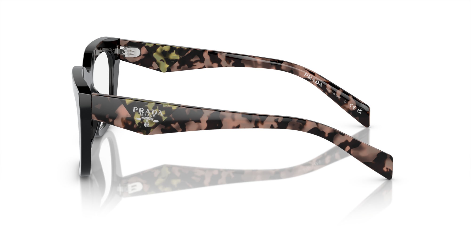 Eyeglasses Prada PR A06V (13P1O1) color nero shape irregular lenses lente demo