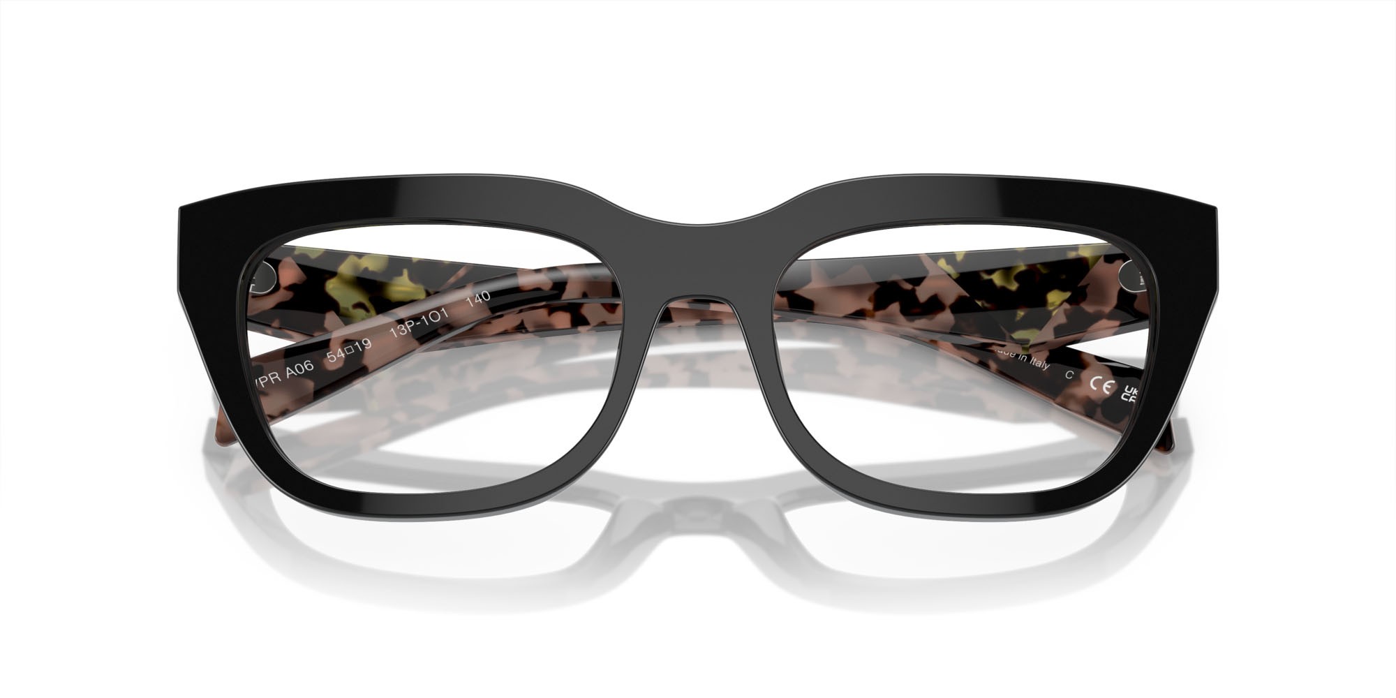 Eyeglasses Prada PR A06V (13P1O1) color nero shape irregular lenses lente demo