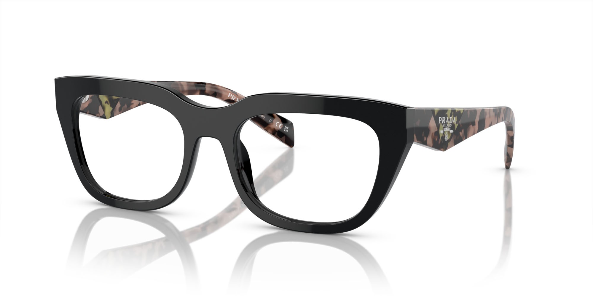 Eyeglasses Prada PR A06V (13P1O1) color nero shape irregular lenses lente demo